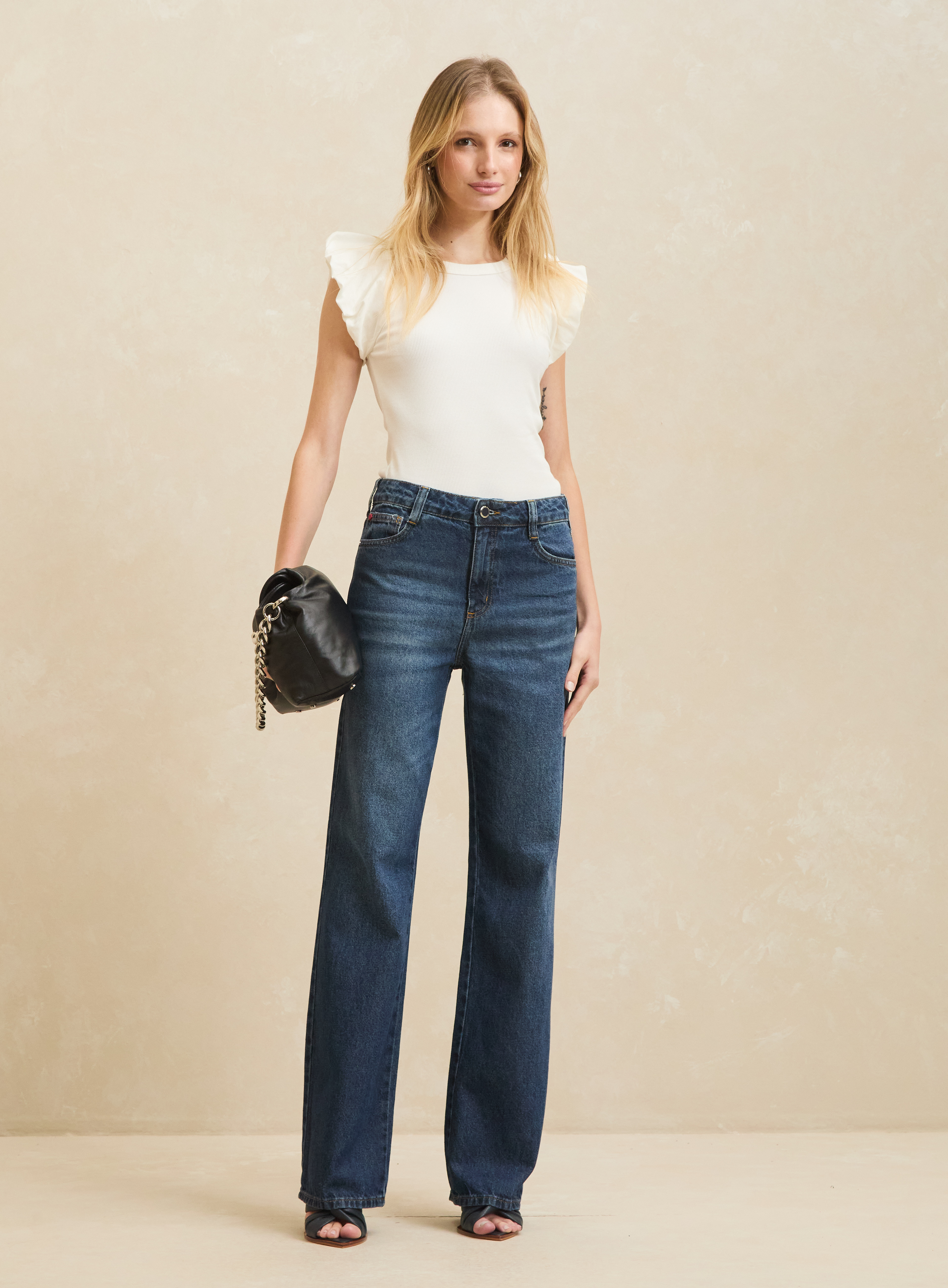 CALÇA JEANS RAQUEL WIDE LEG 38 INDIGO