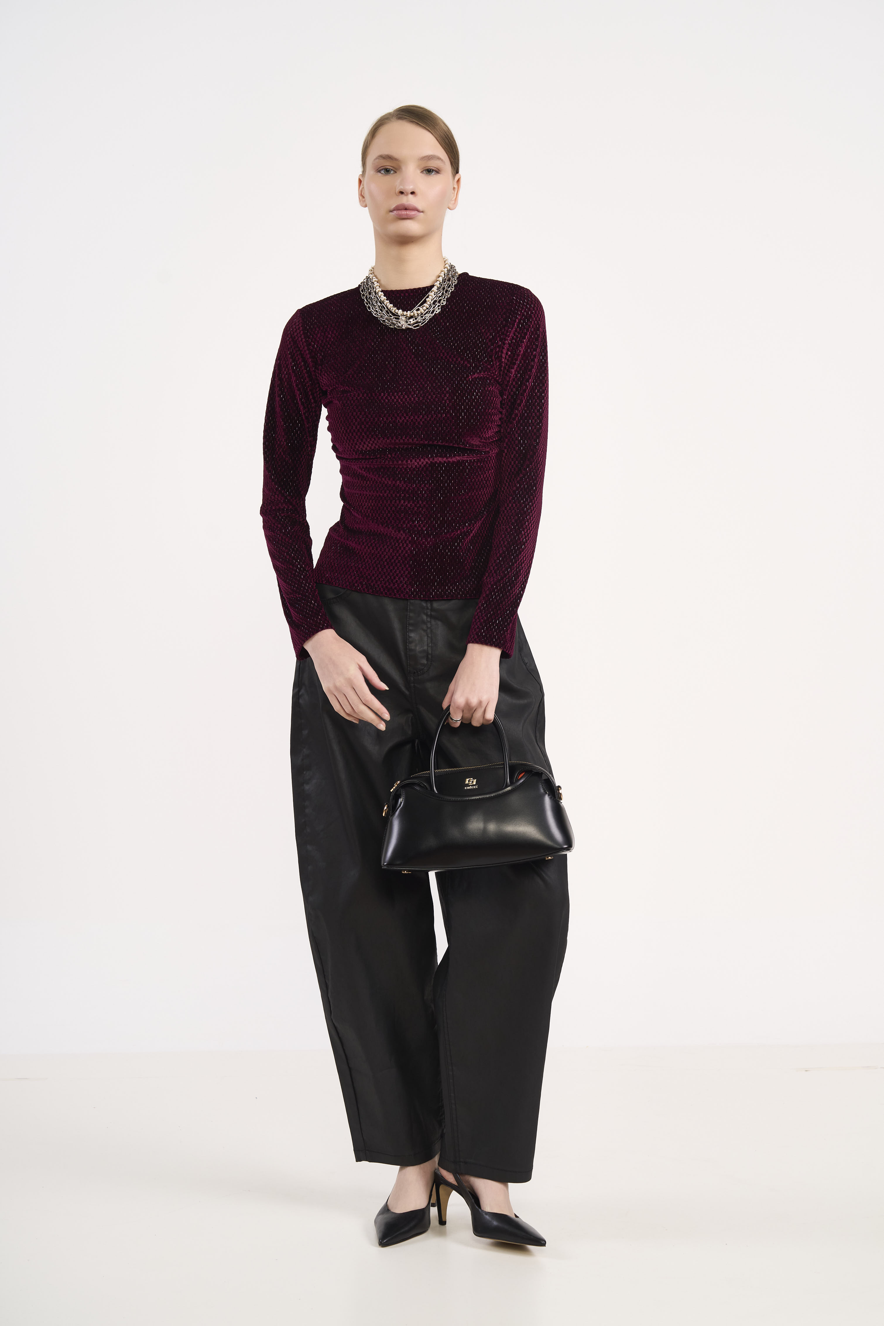 BLUSA VELUDO METALIZADO PP BORDO BLOODSTON