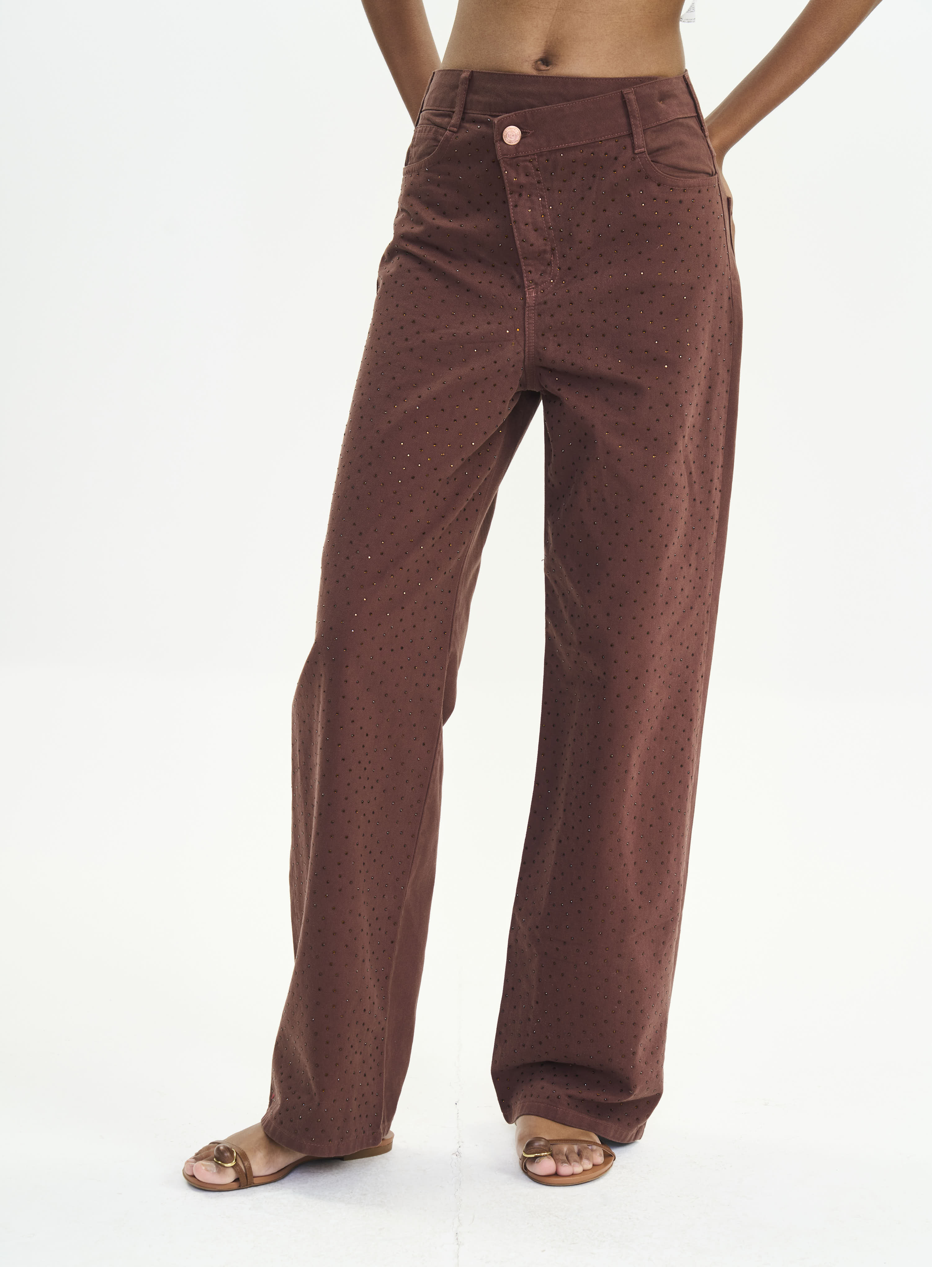 CALÇA SARJA BRUNA LOW 38 MARROM TIRAMISU