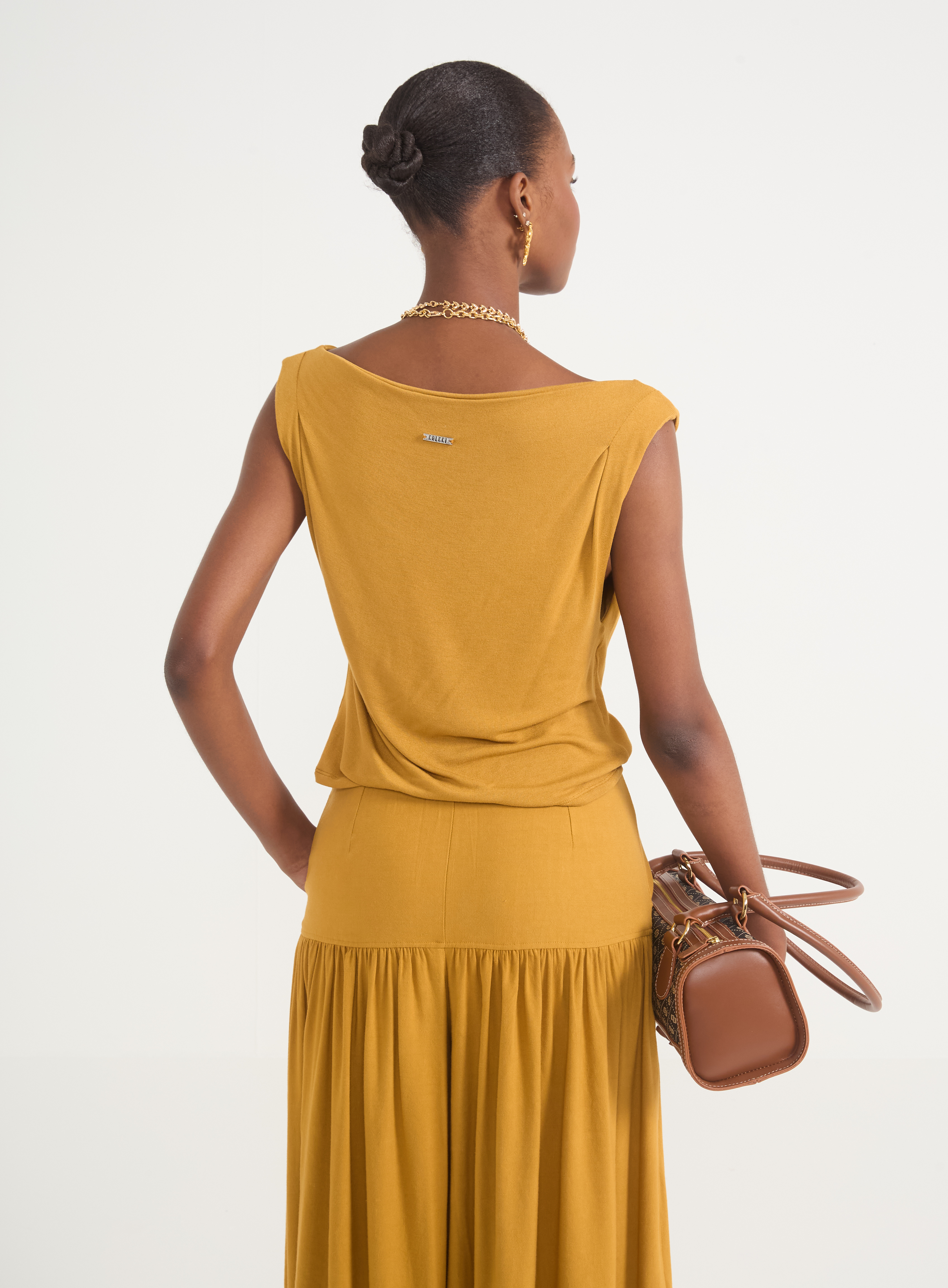 BLUSA COLCCI G AMARELO OLD GOLD
