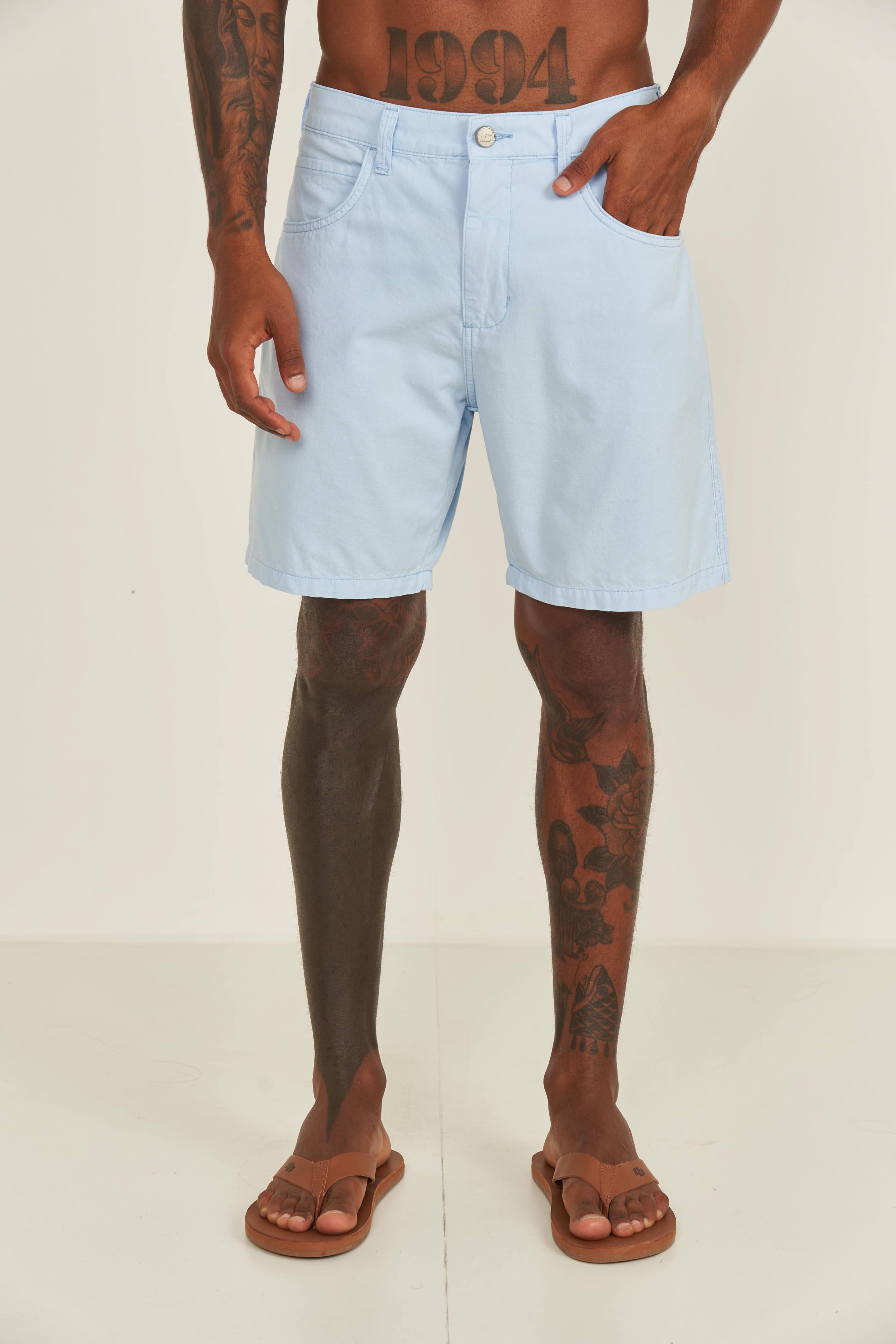 BERMUDA SARJA BONA 44 AZUL TRANQUIL BLUE