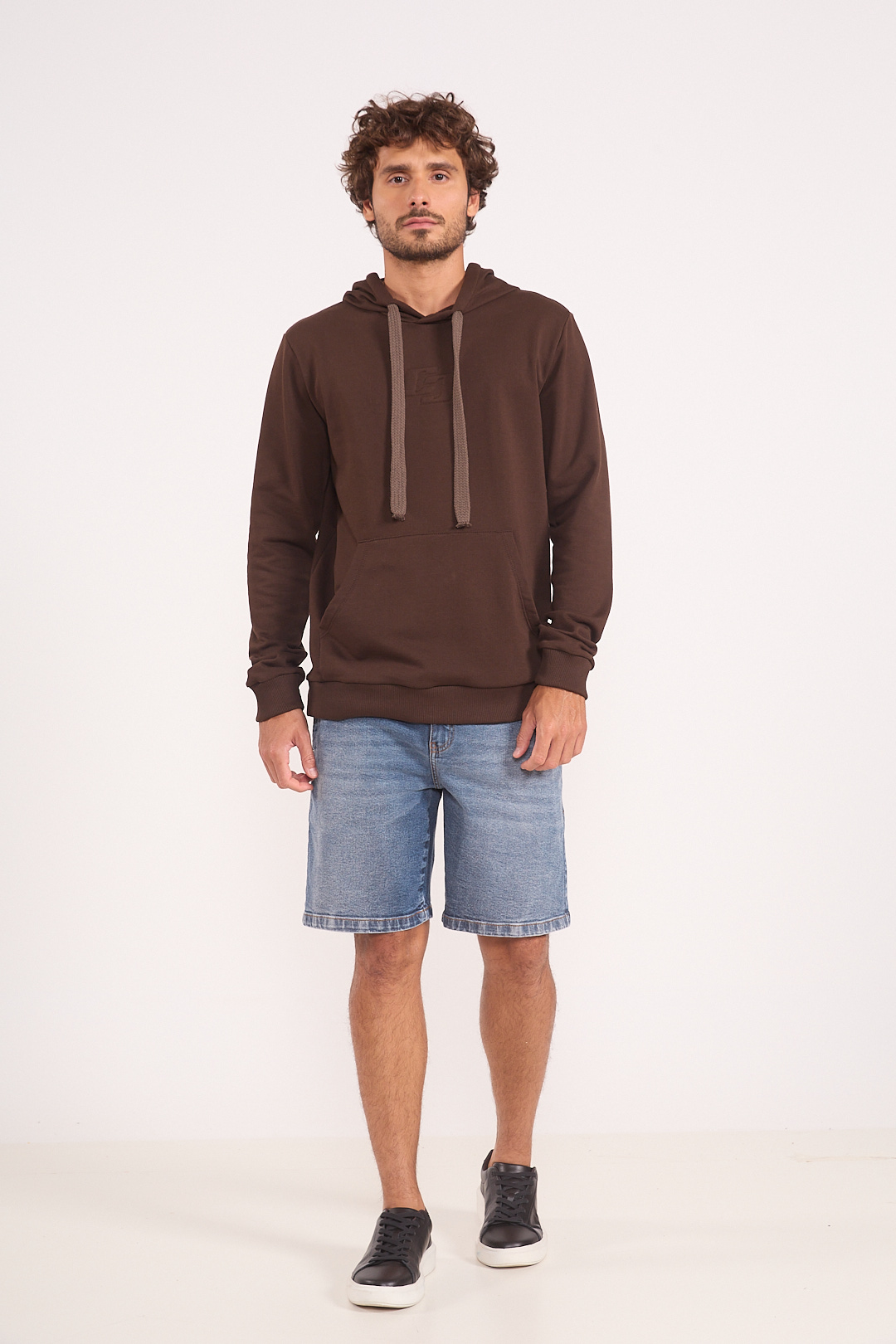 BLUSÃO MOLETOM COM CAPUZ GG MARROM COCONUT