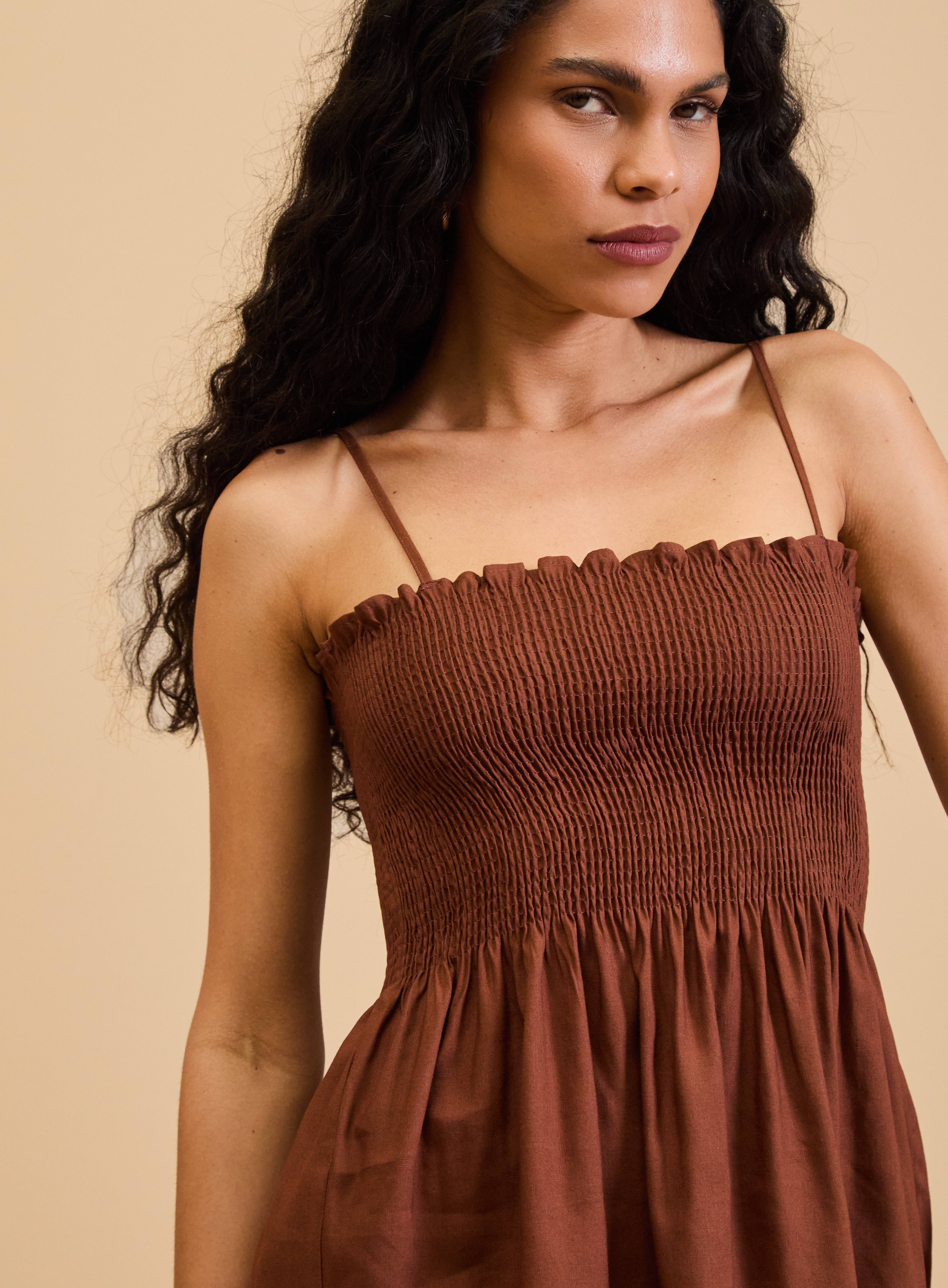 BLUSA LINHO M MARROM IMBUIA
