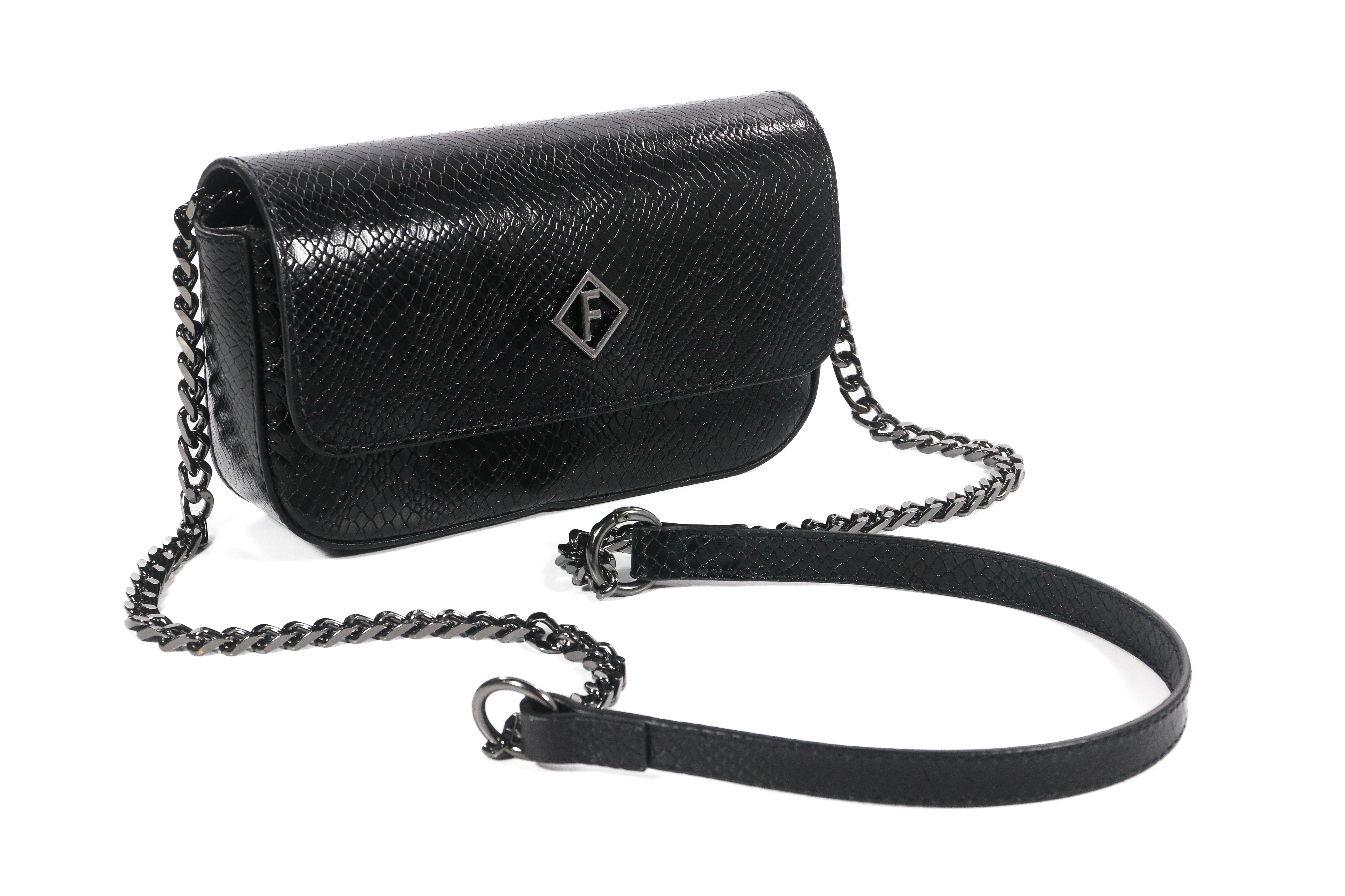 BOLSA CROSSBODY AYLA SNAKE FORUM U MARROM NOBUCK