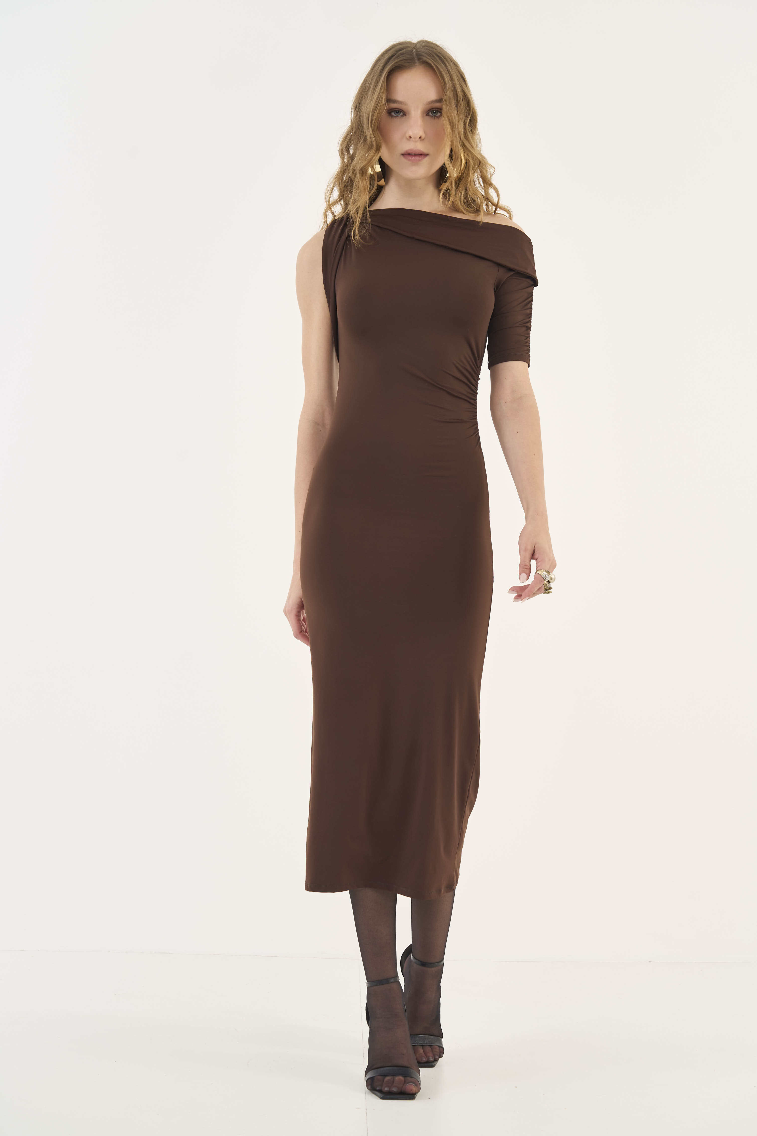 VESTIDO COLCCI G MARROM NOBUCK