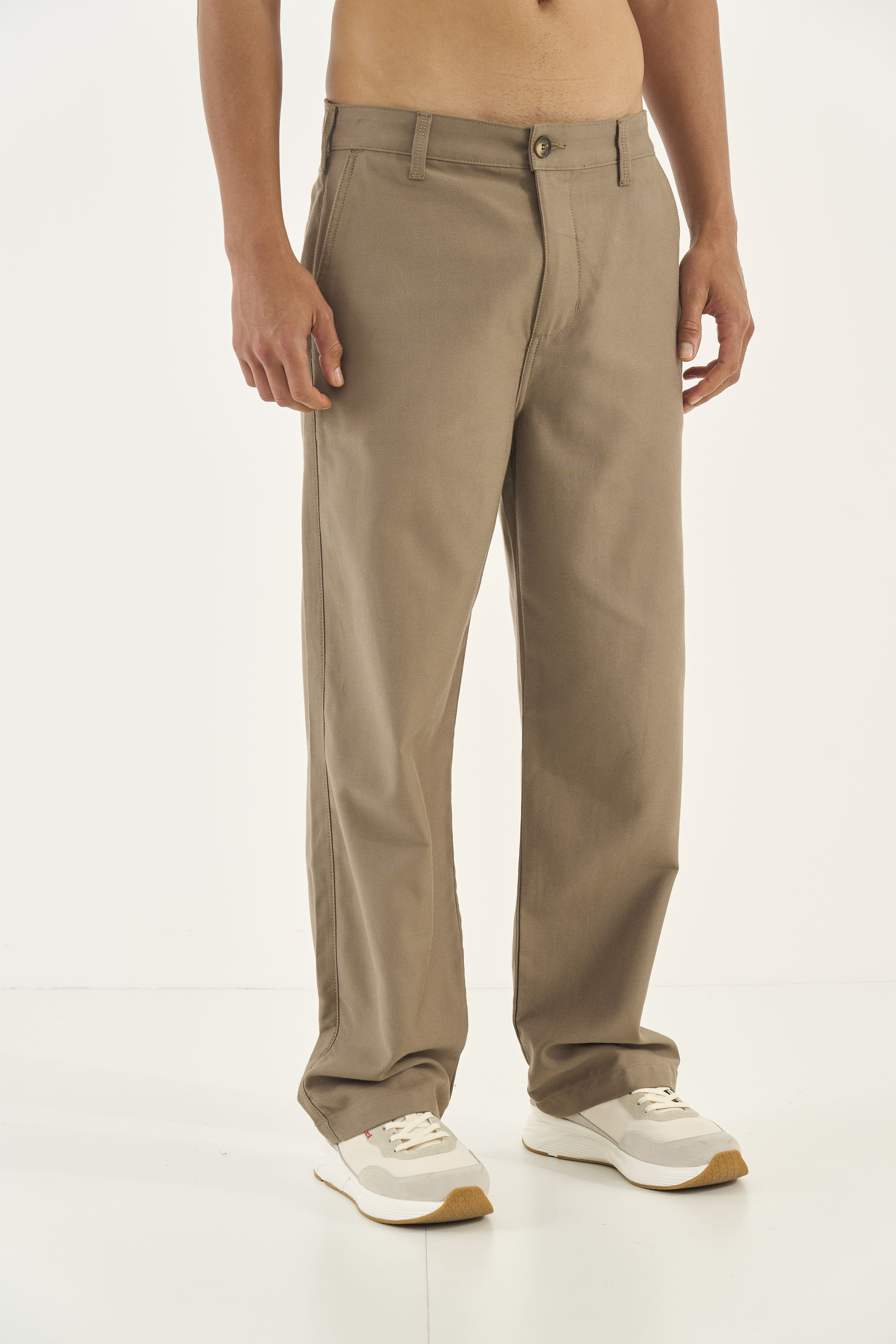CALÇA SARJA LOOSE FIT 40 BEGE CINZAS