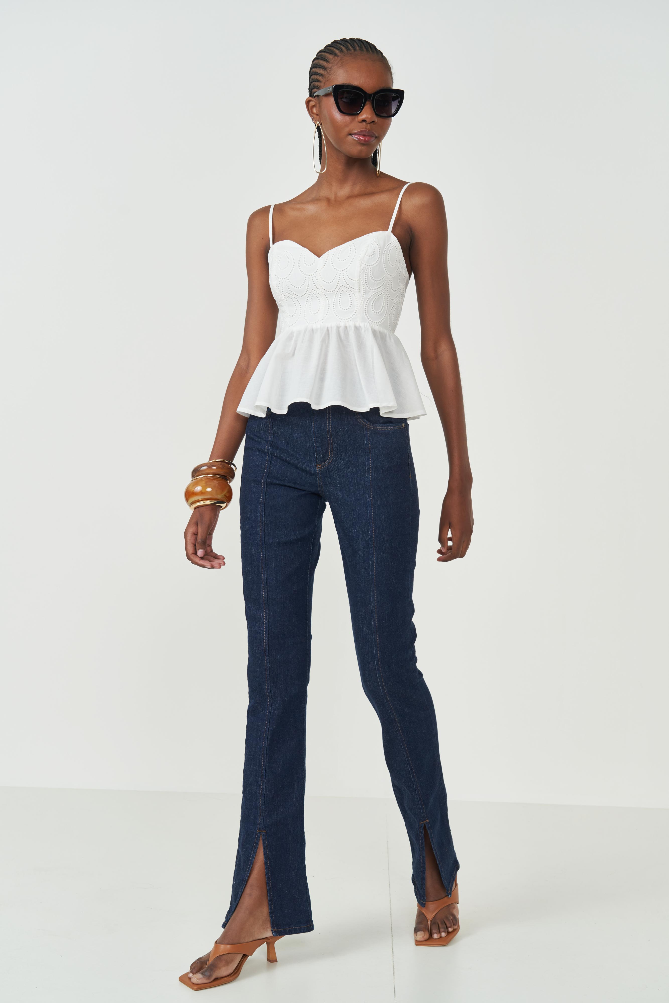 CALÇA JEANS BIA RETA 34 INDIGO