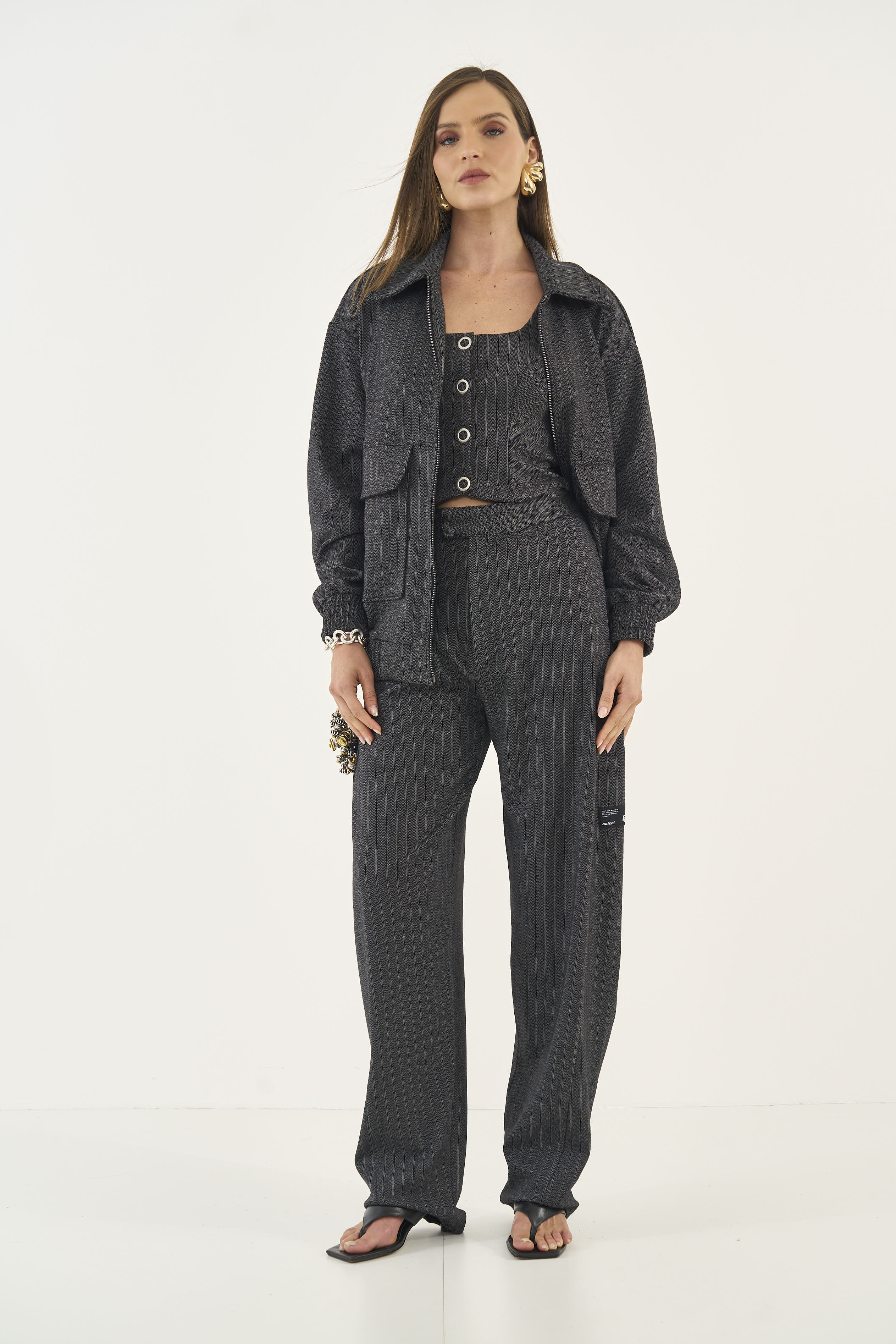 CALÇA COLCCI M CINZA/PRETO