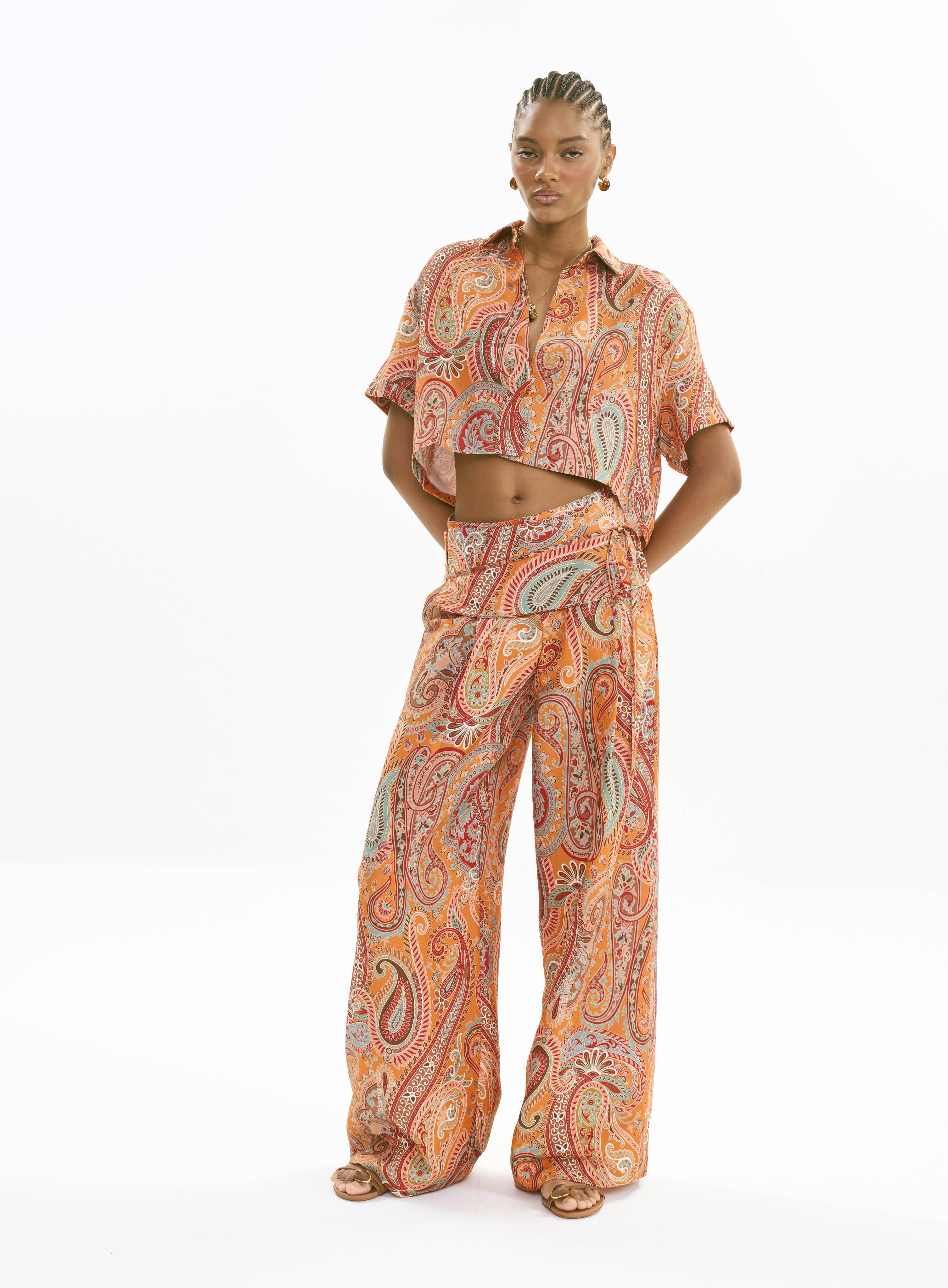 CALÇA LINHO ESTAMPADA M CASHMERE CHROM.