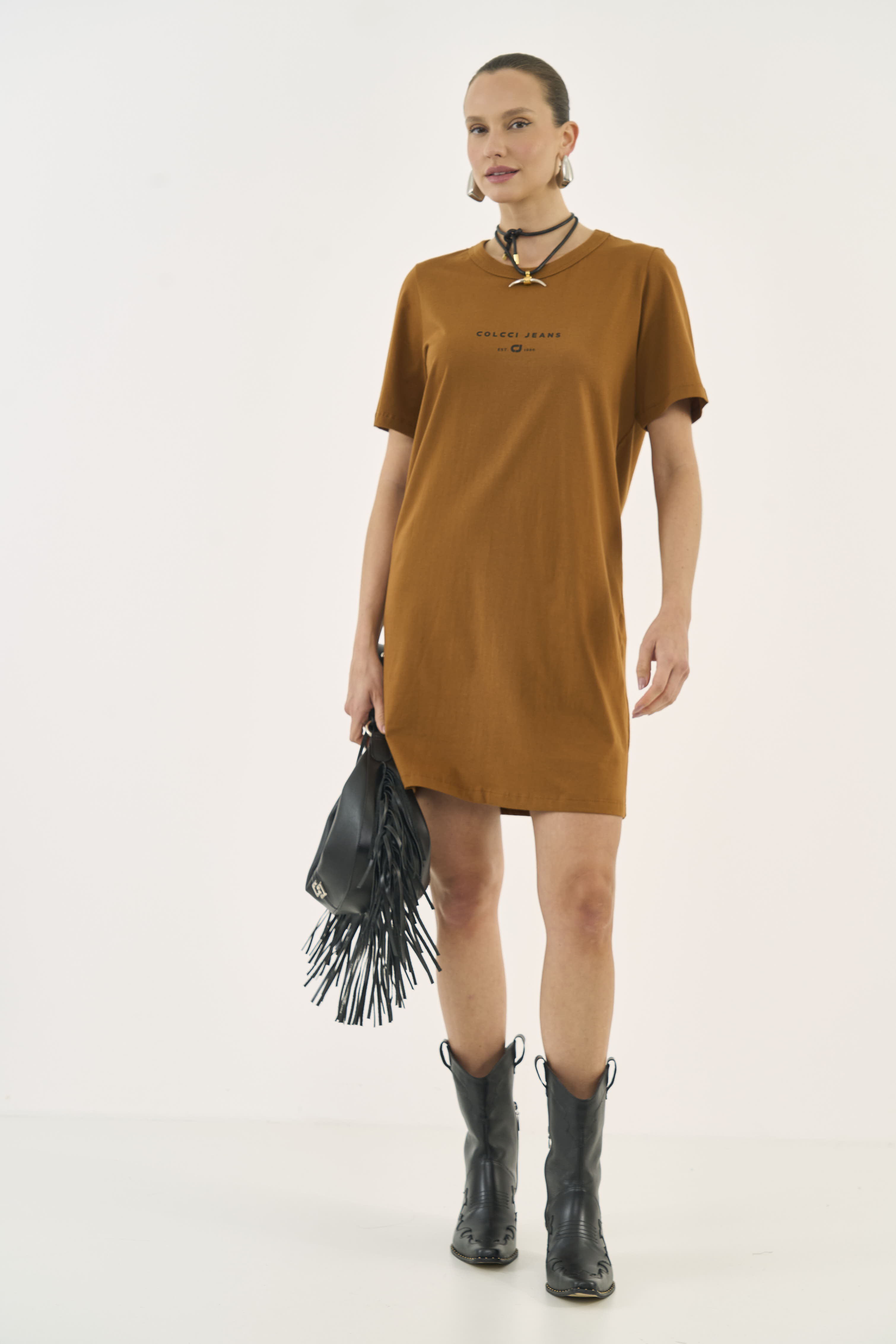 VESTIDO COLCCI JEANS G MARROM DROME