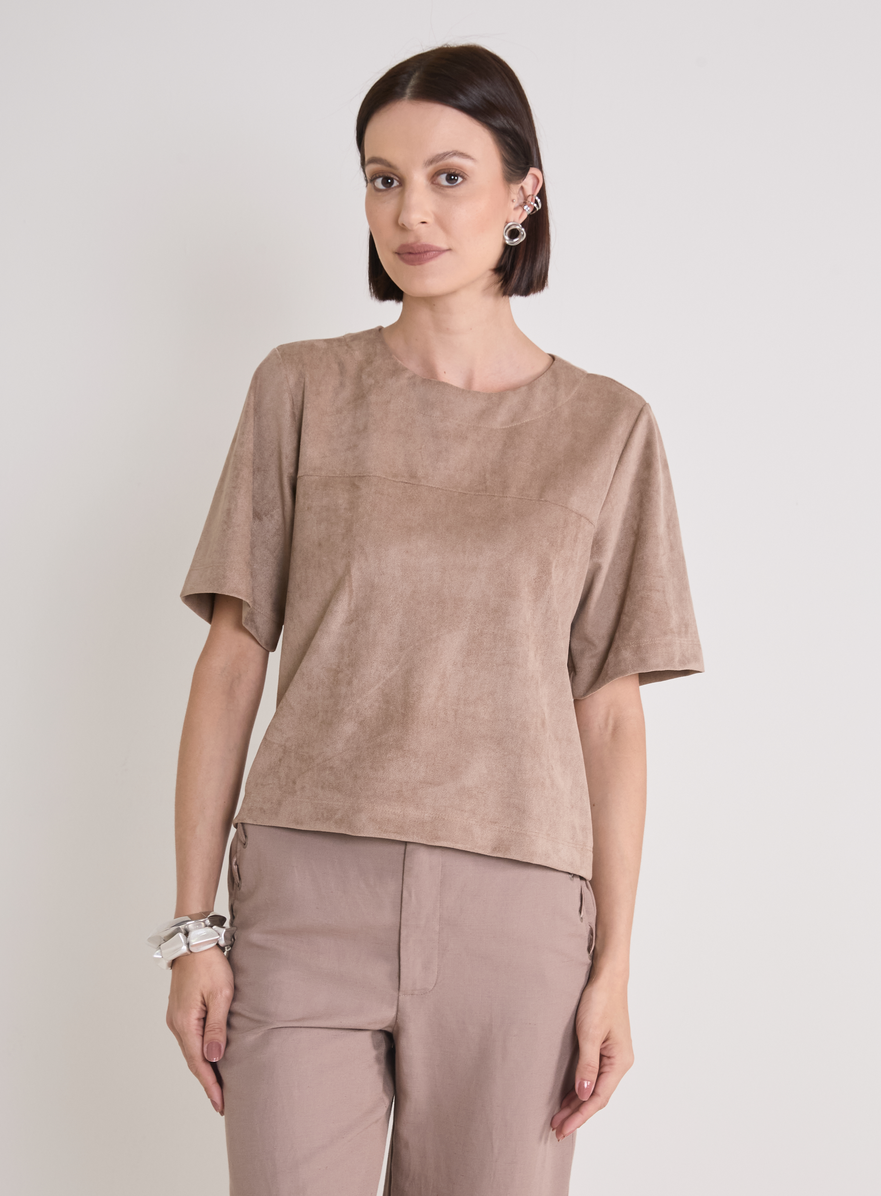 BLUSA SUEDE G MARROM NOZ MOSCADA