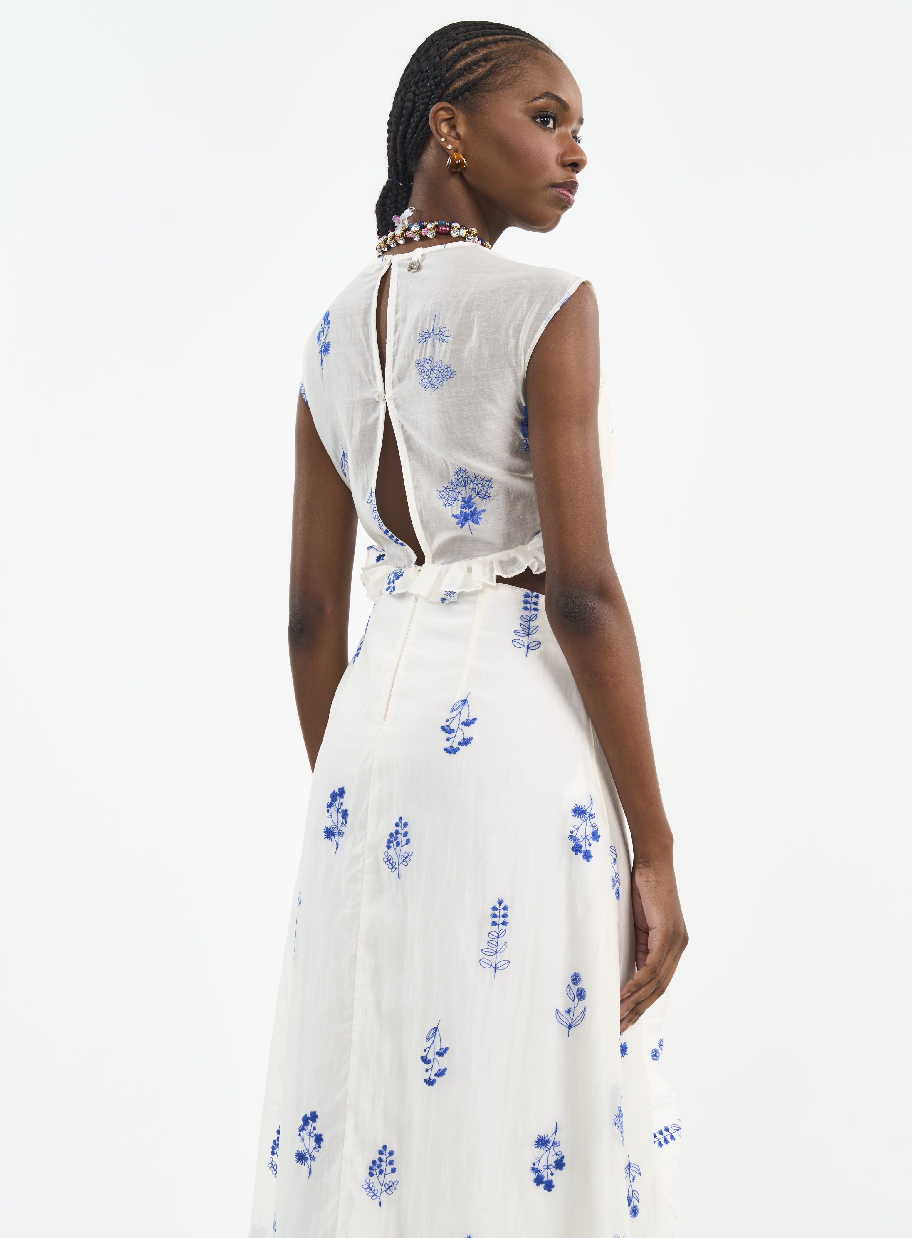 VESTIDO BORDADO P OFF/AZUL