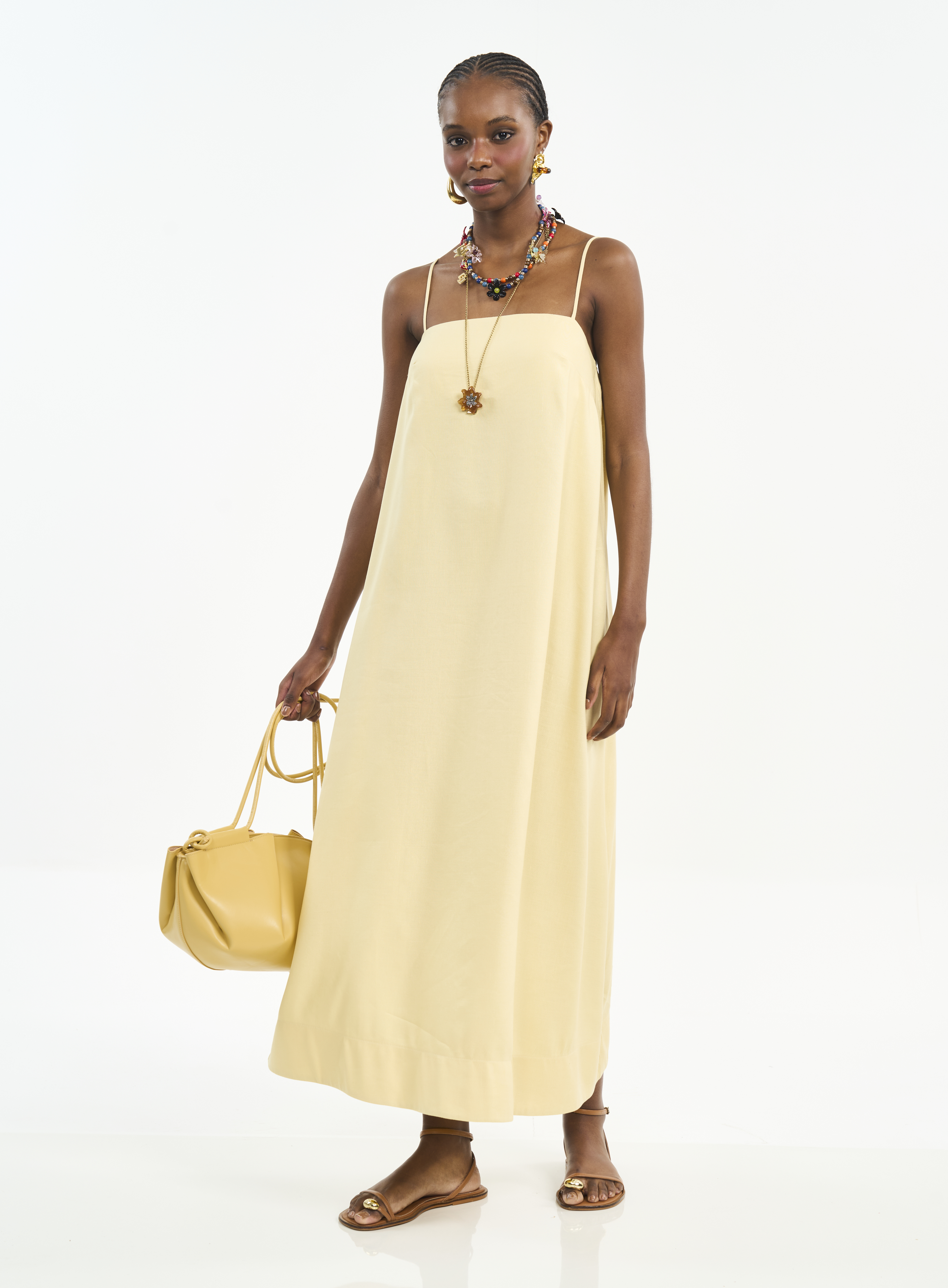 VESTIDO LINHO G AMARELO SOLENE