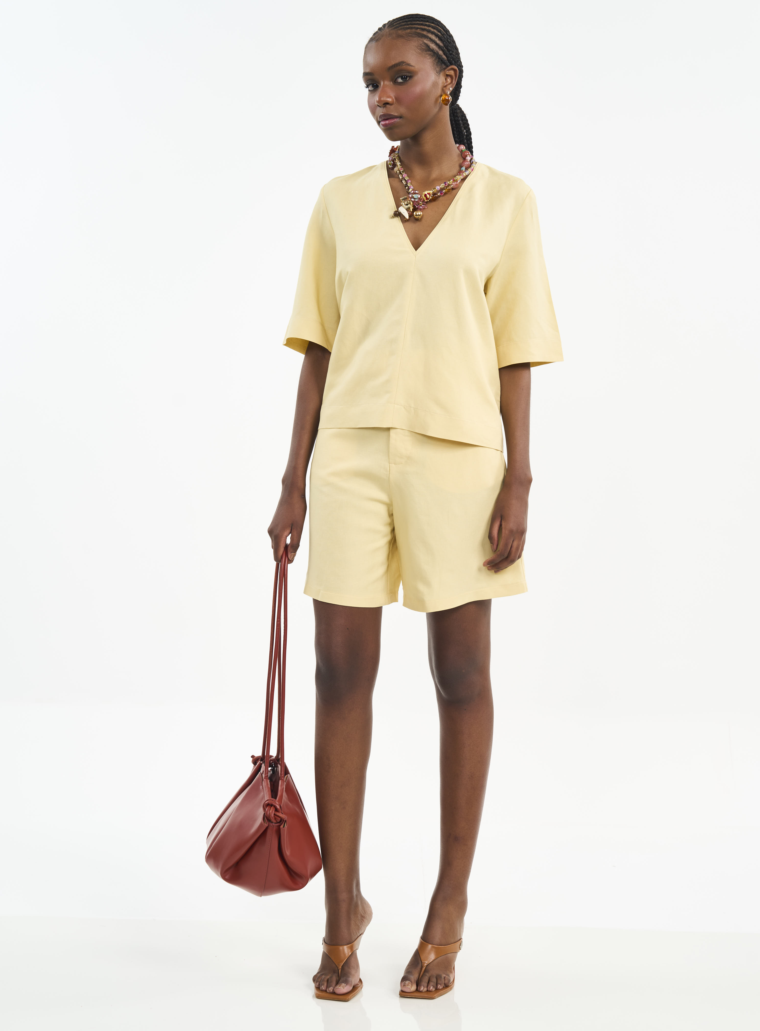 BERMUDA LINHO M AMARELO SOLENE