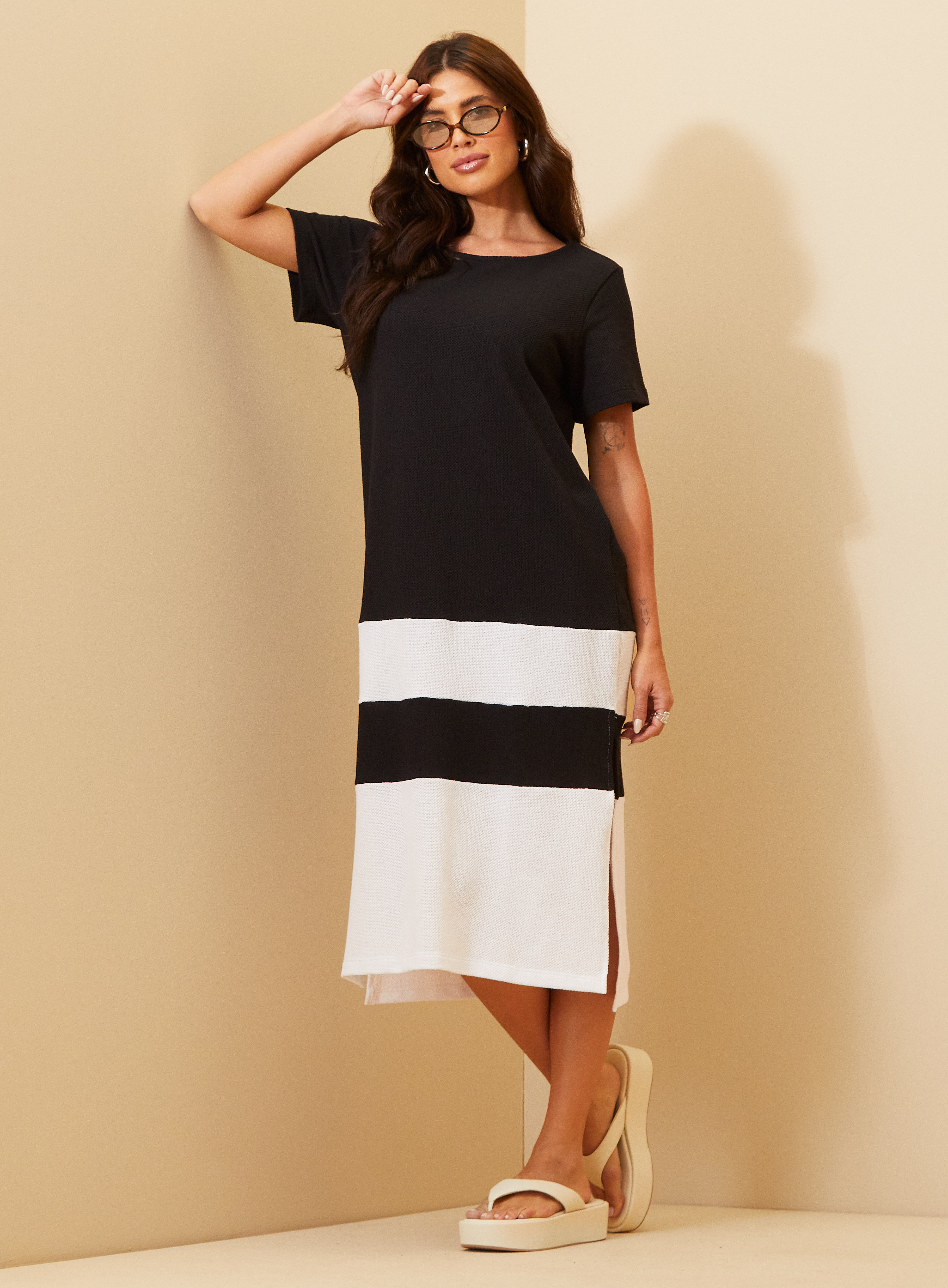 VESTIDO TRITON P PRETO/BRANCO