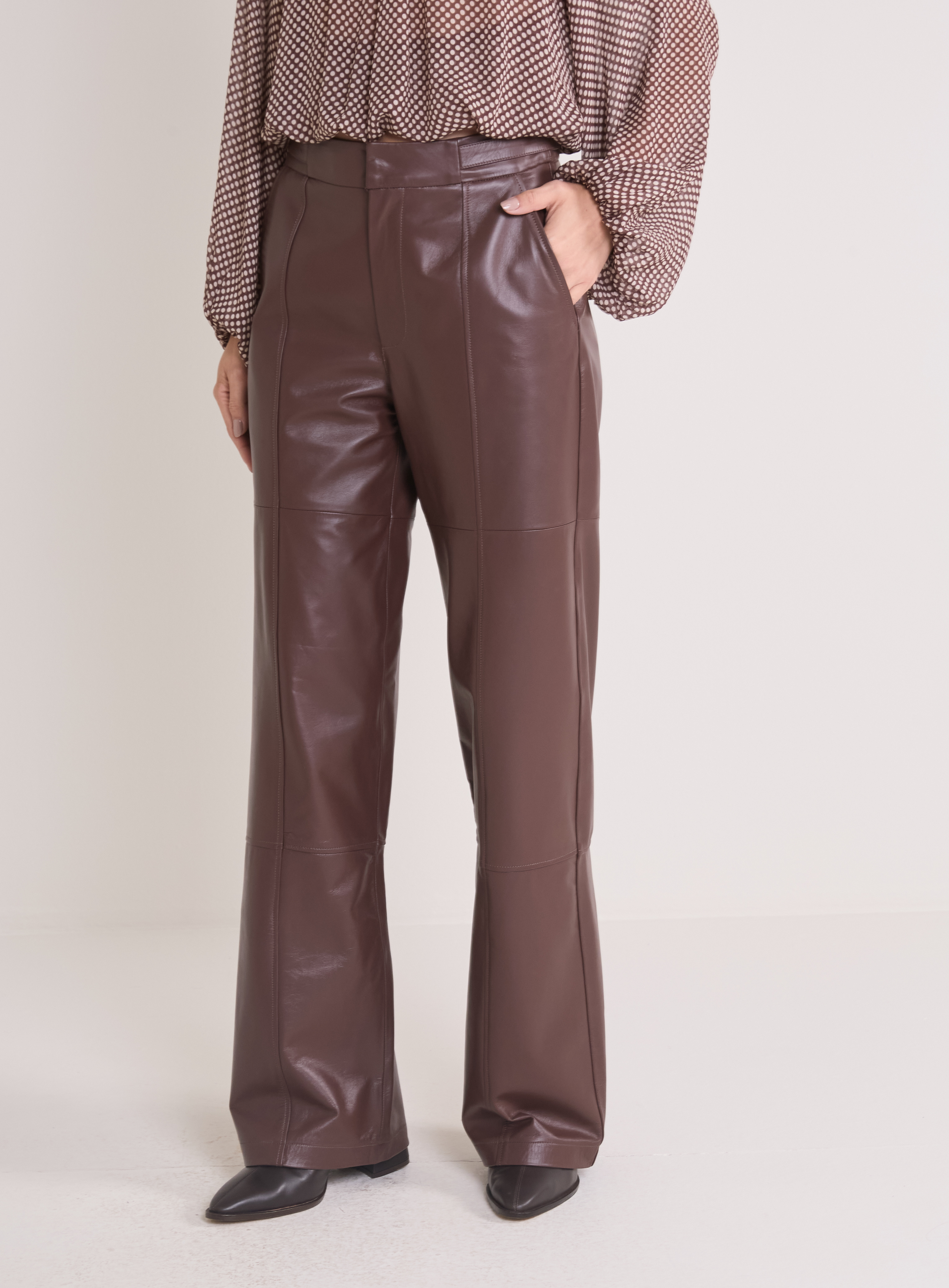 CALÇA COURO M MARROM BROWN SONG