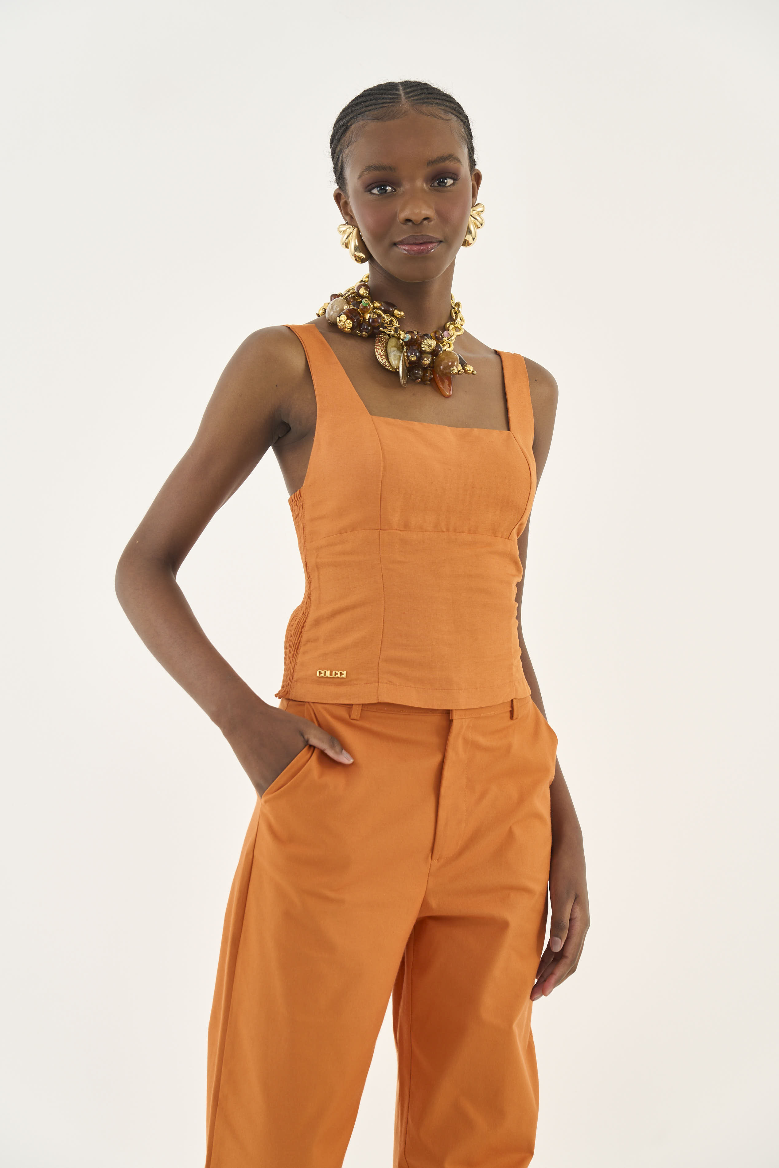 BLUSA LINHO M LARANJA GRAPEFR