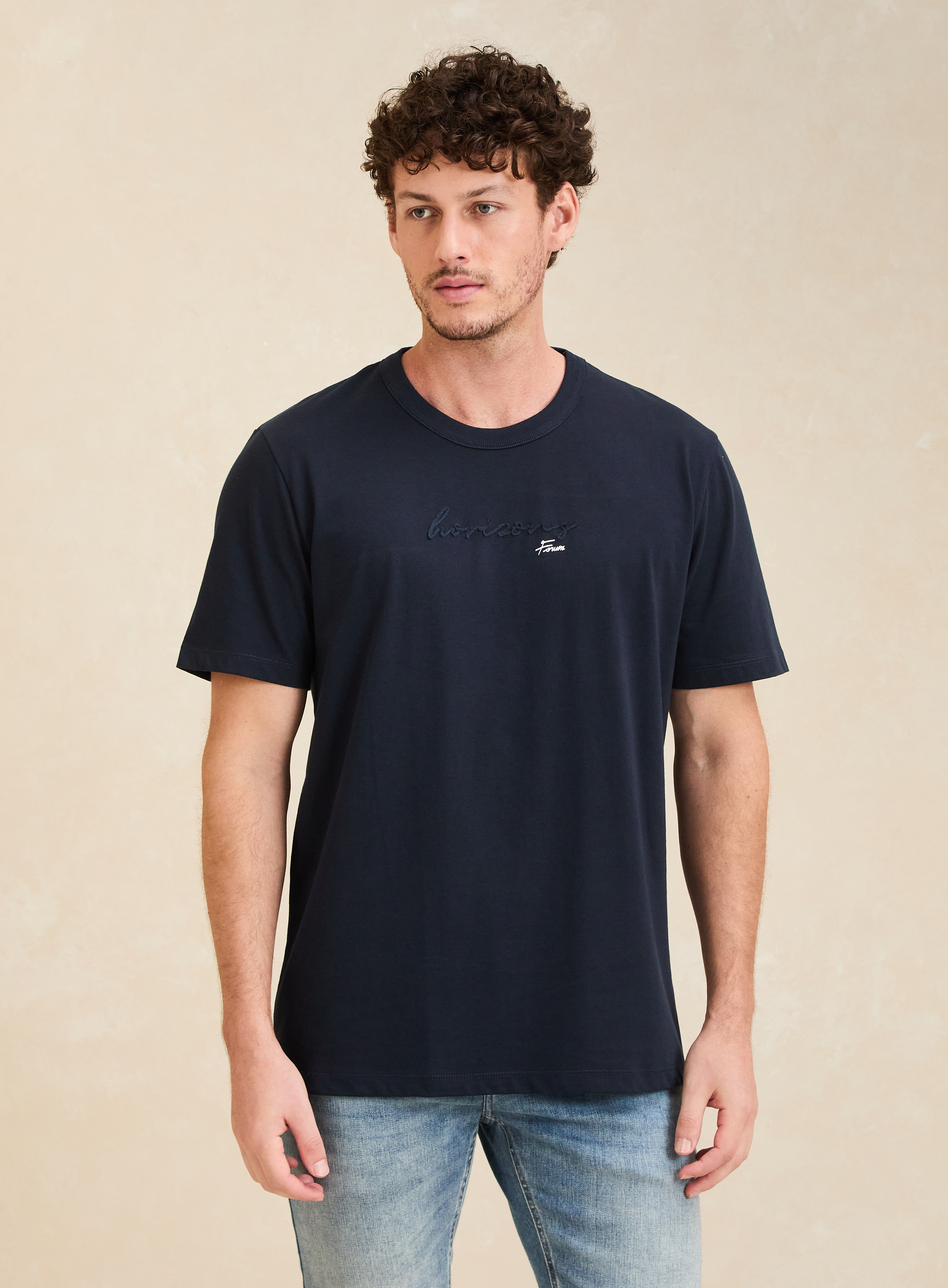 CAMISETA ESTAMPADA E BORDADA G AZUL ALYA