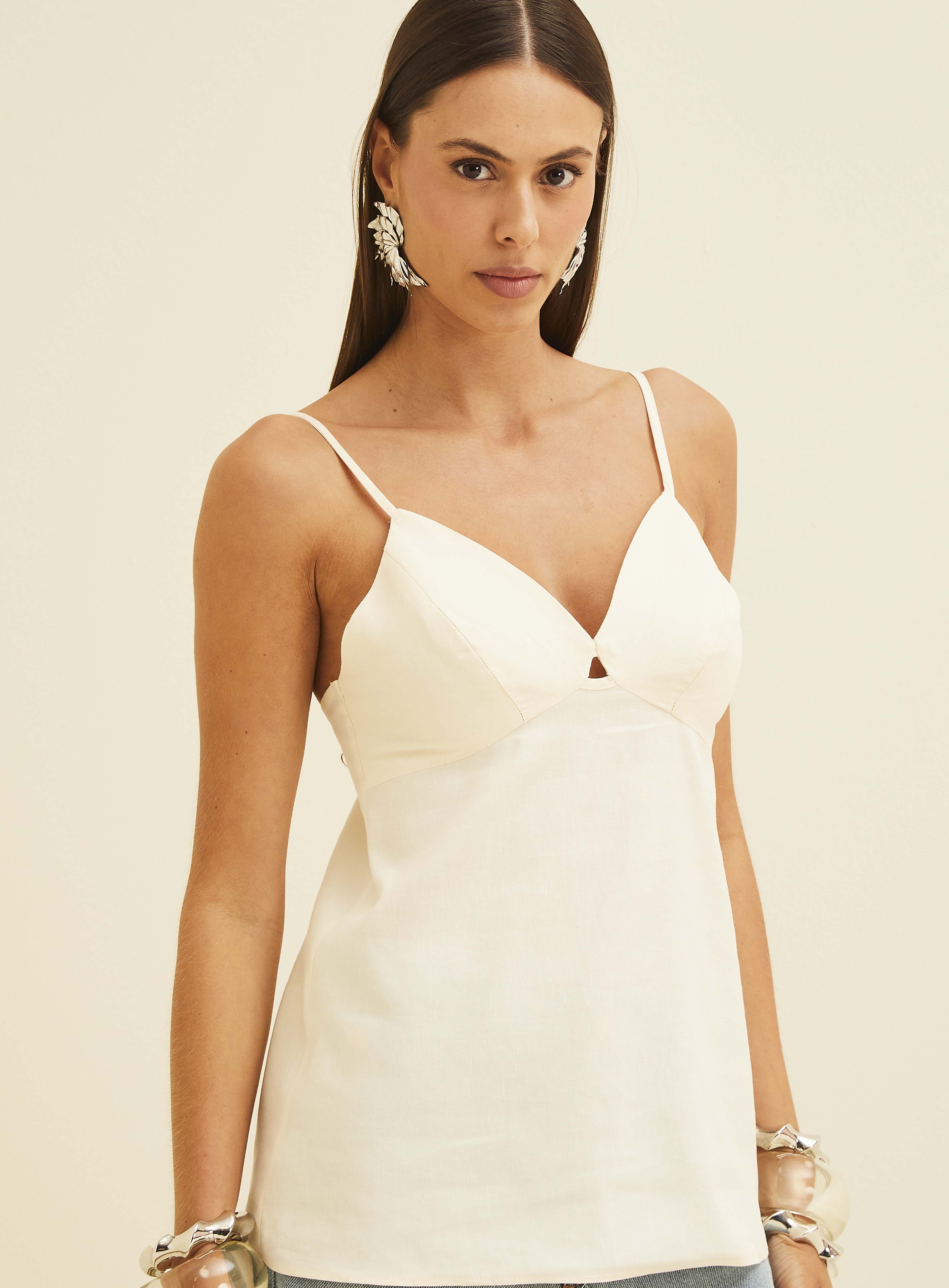 BLUSA LINHO P BEGE AFFOGATO