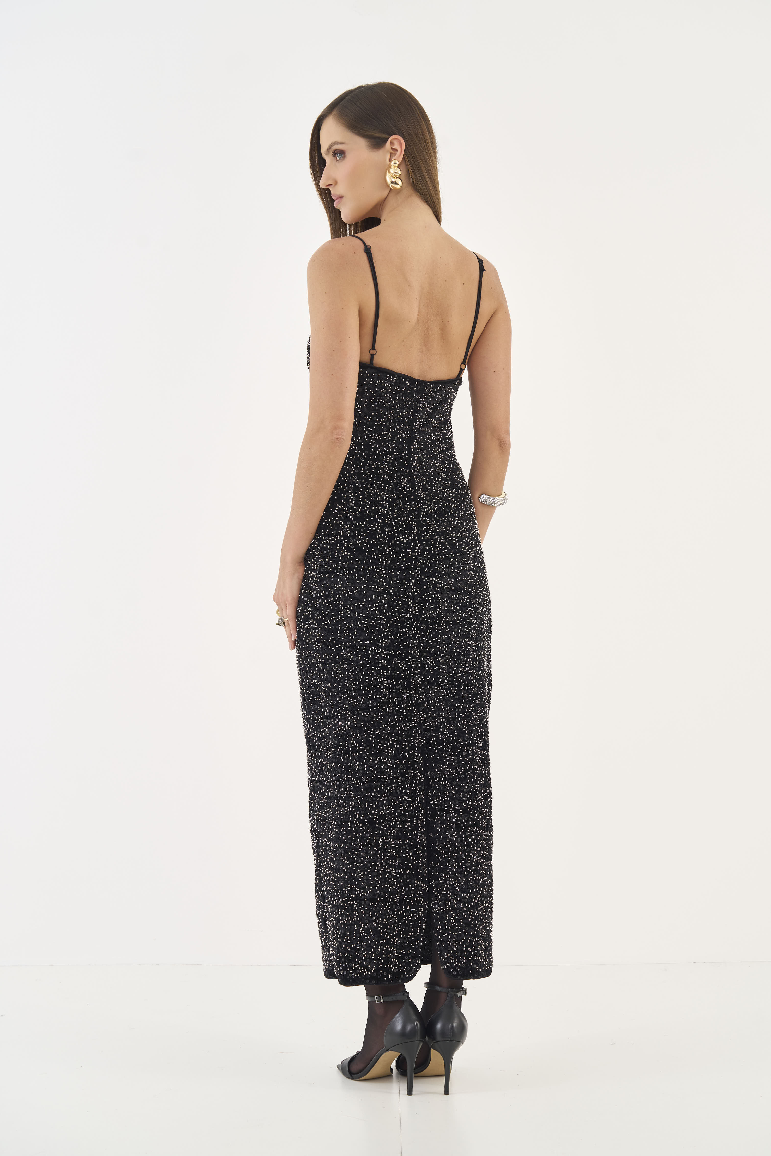VESTIDO PAETÊ M PRETO/PRATA