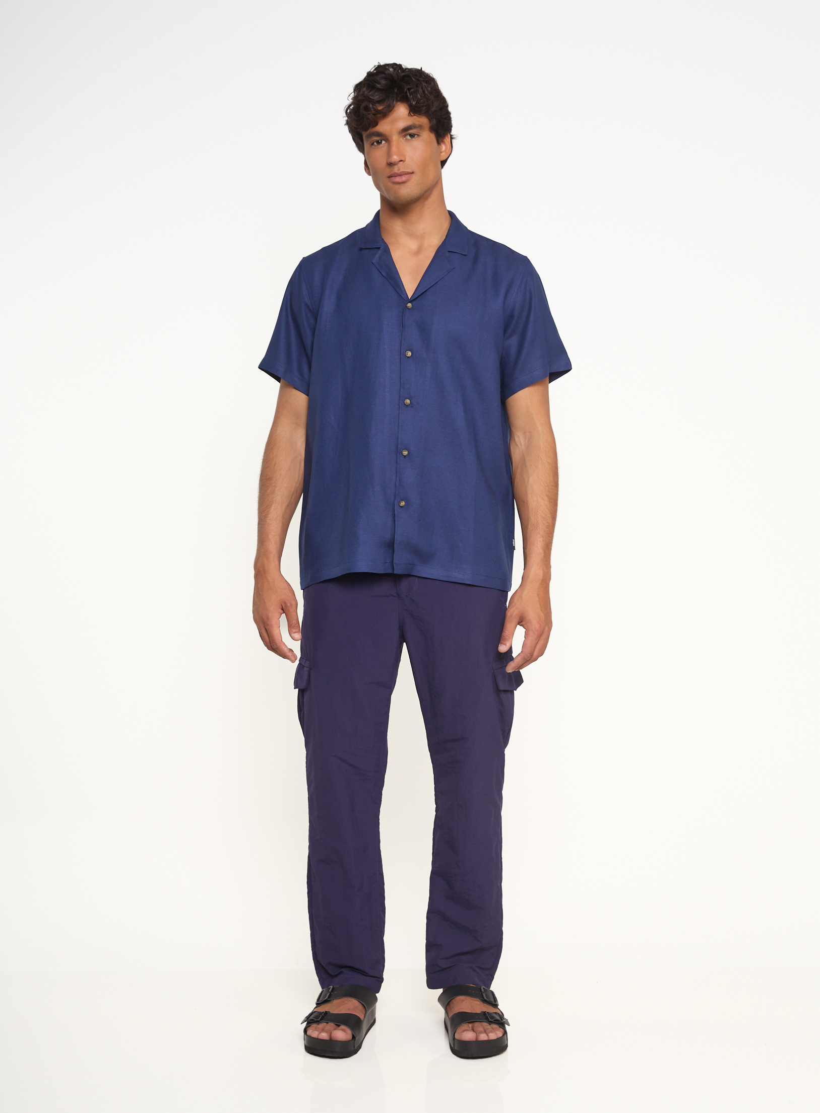 CAMISA LINHO BOX G AZUL DARKNESS