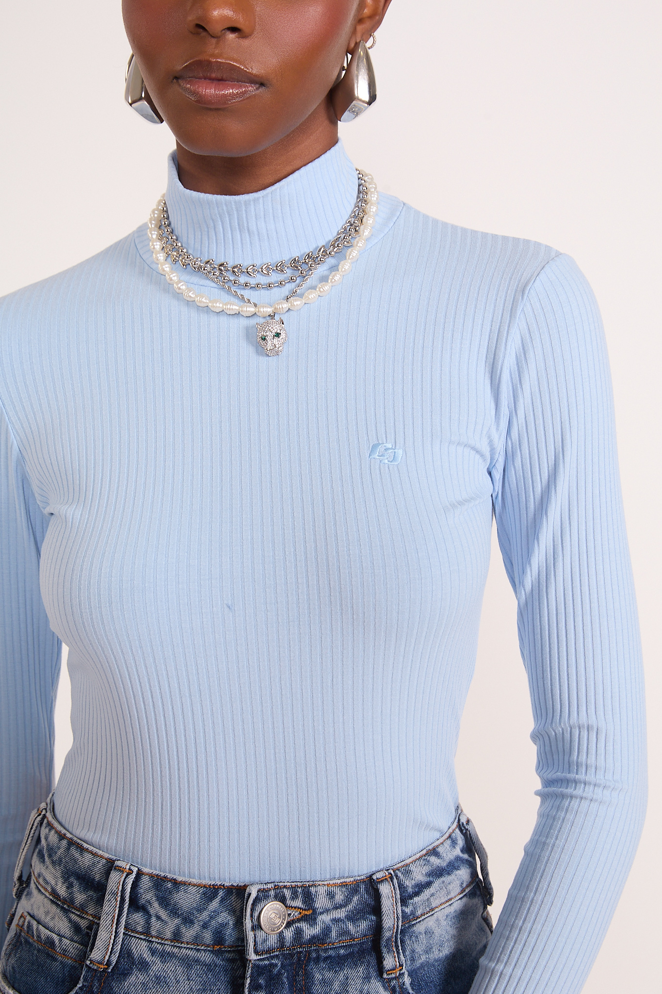 BLUSA CANELADA GG OFF SHELL