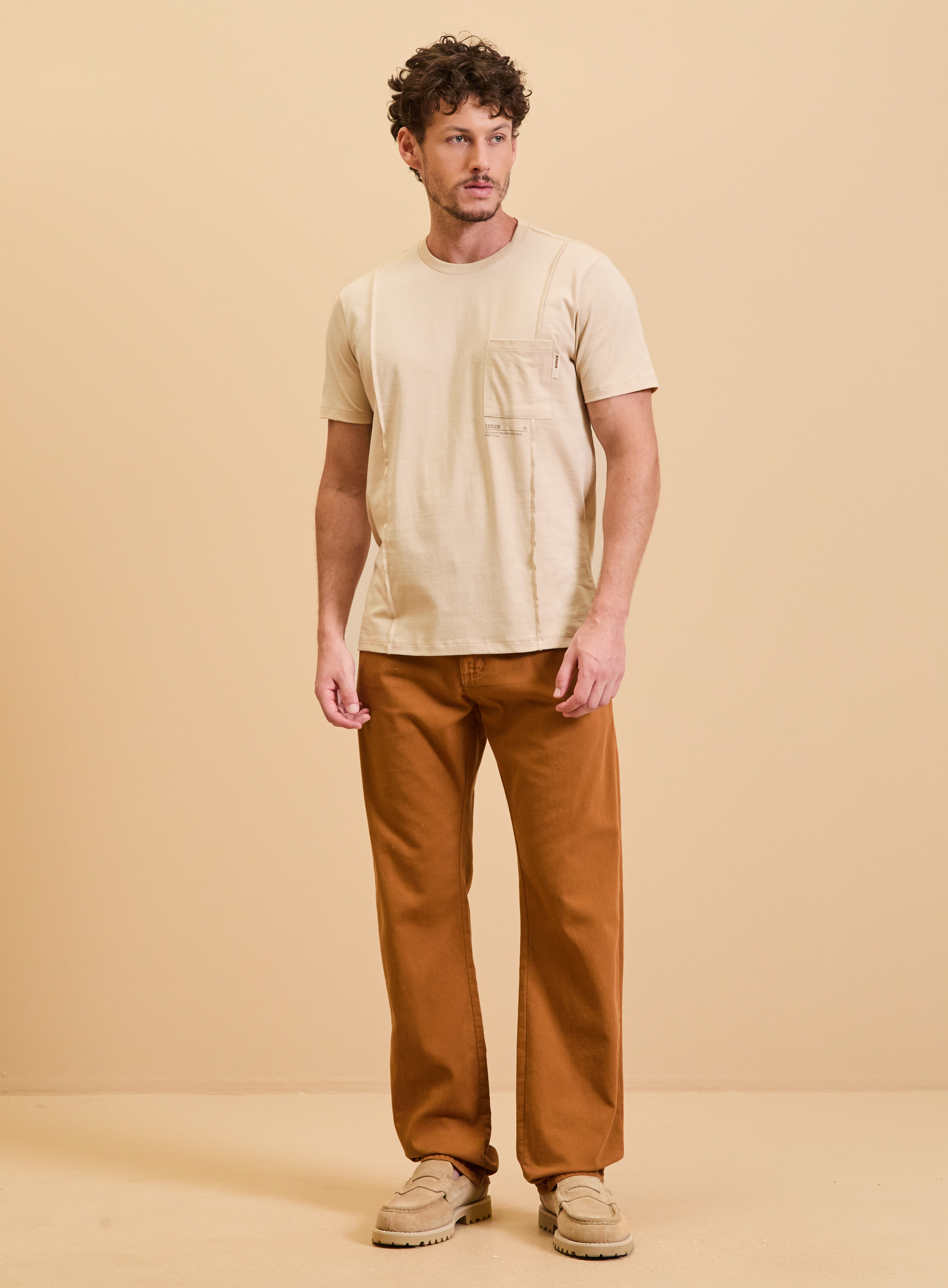 CALÇA SARJA PAUL REGULAR 42 MARROM DORNE