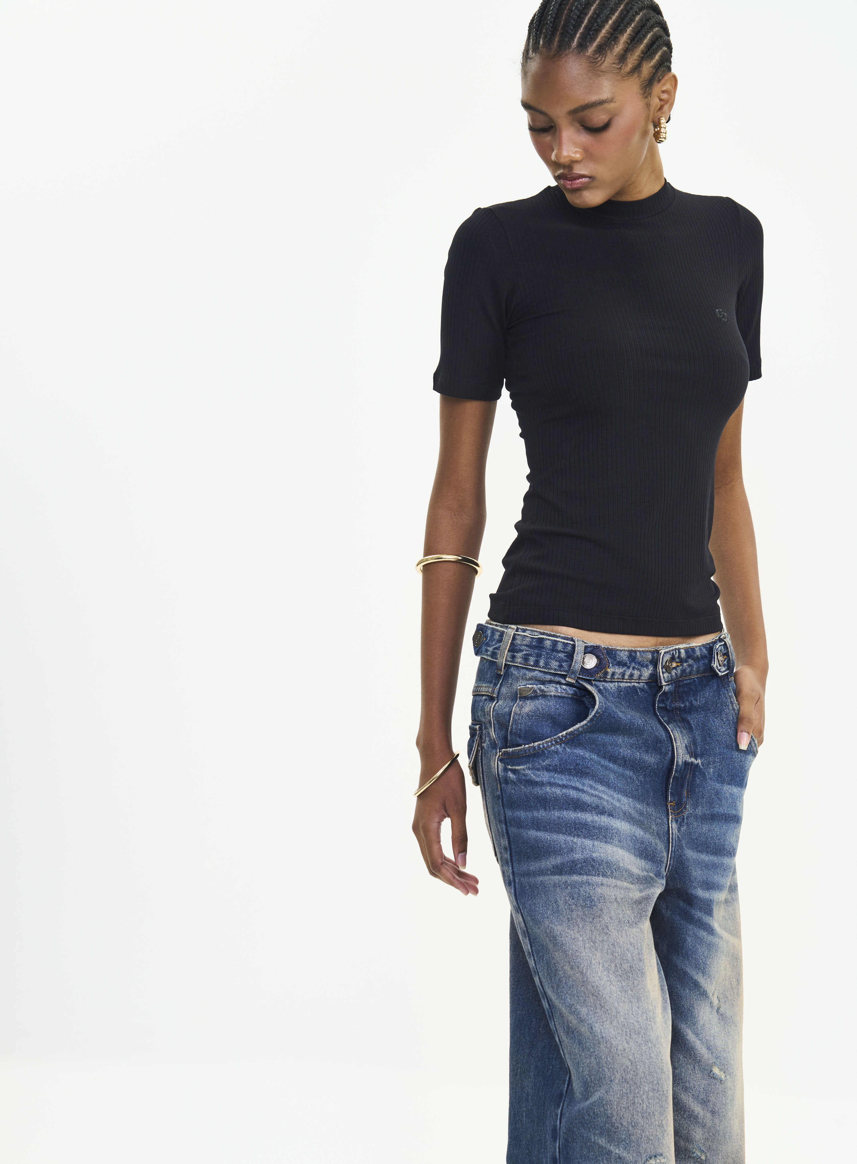 BLUSA CANELADA GG PRETO