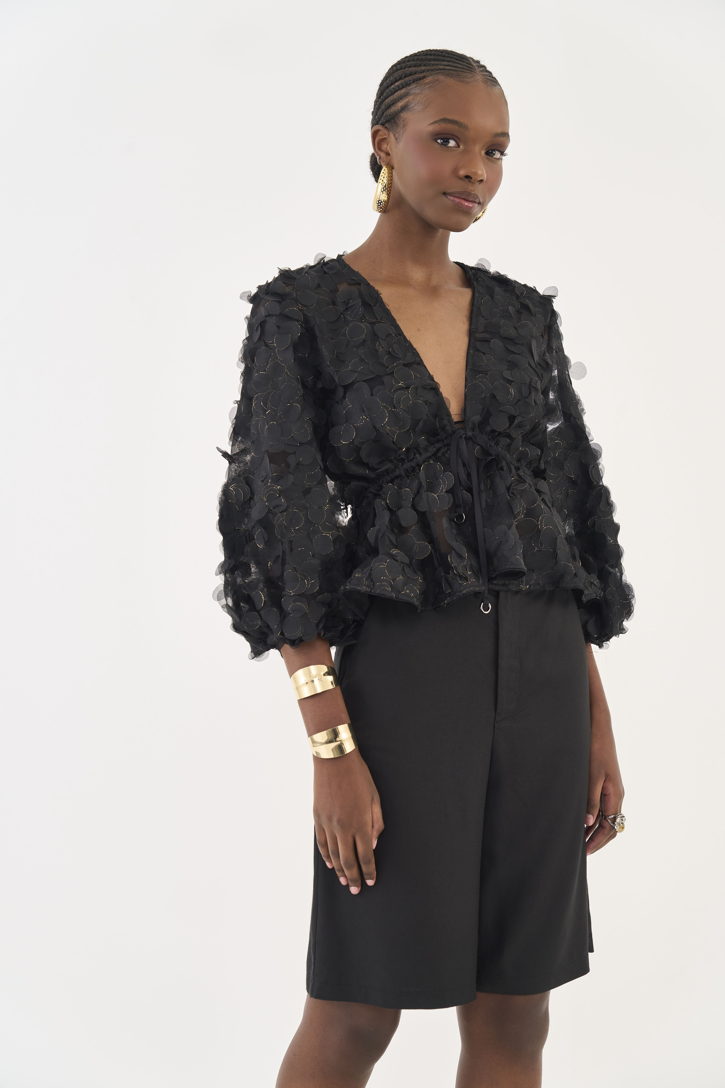 BLUSA TULE P PRETO/DOURADO