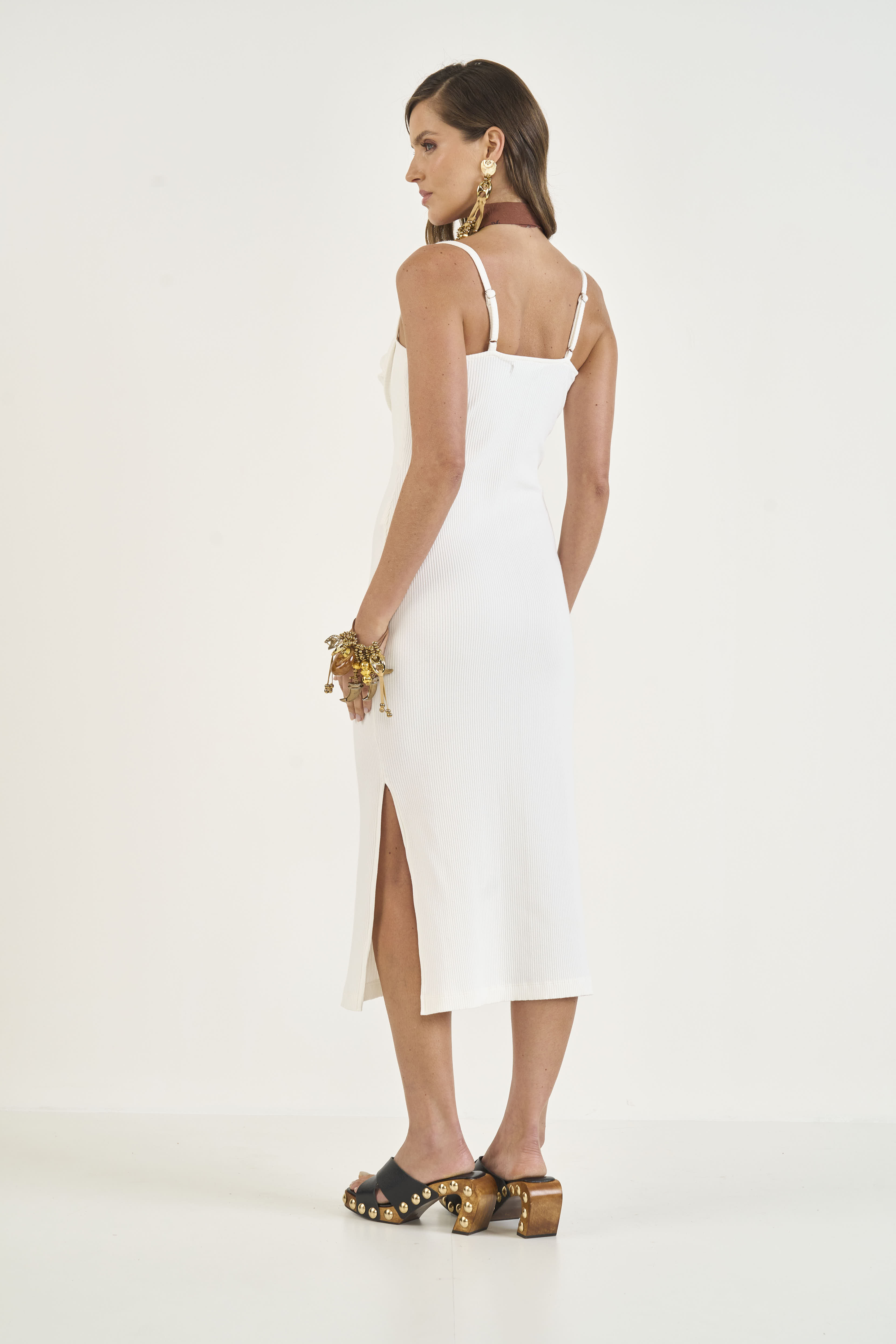VESTIDO CANELADO M OFF SHELL