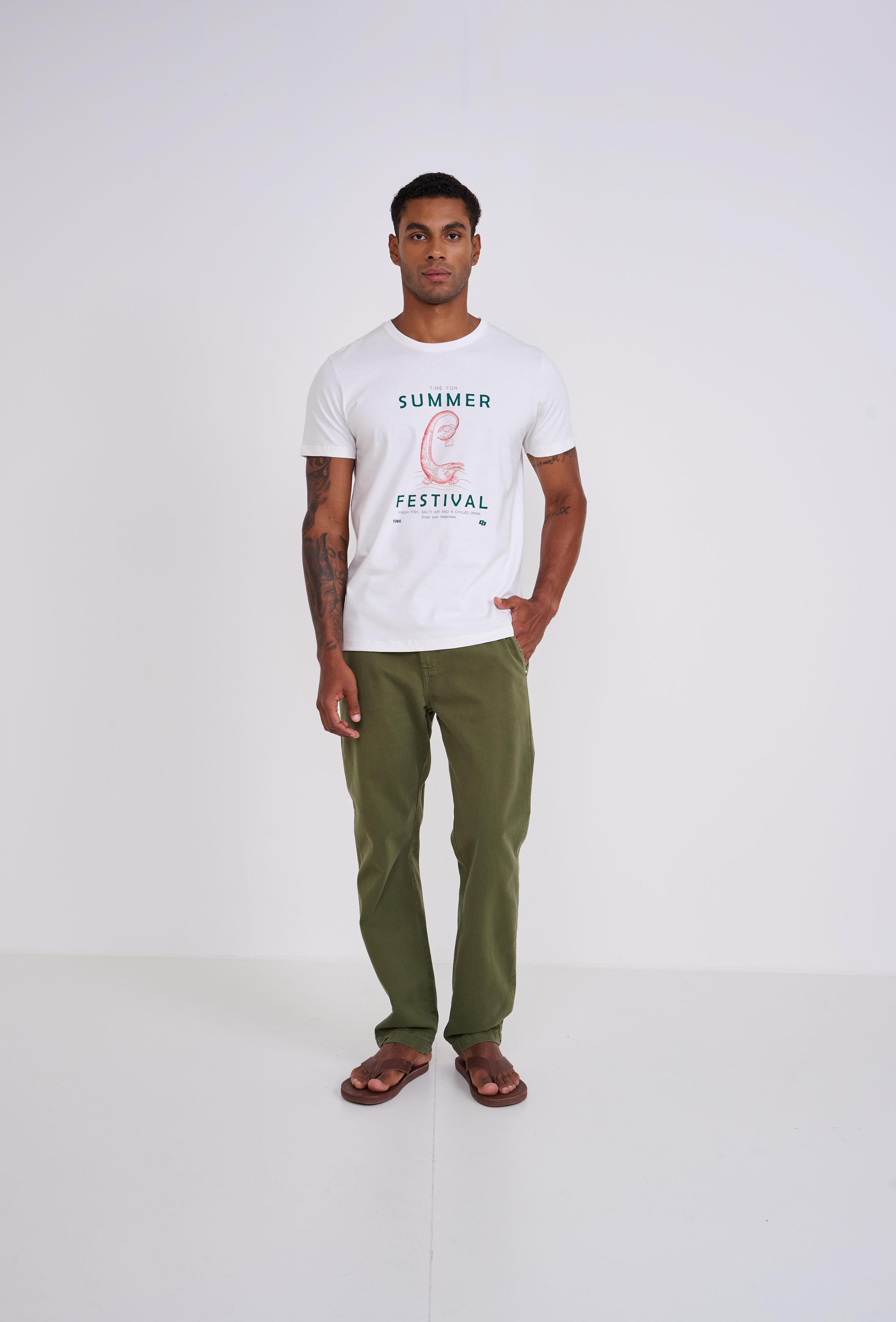 CALÇA SARJA RETA 42 VERDE MANJERICAO