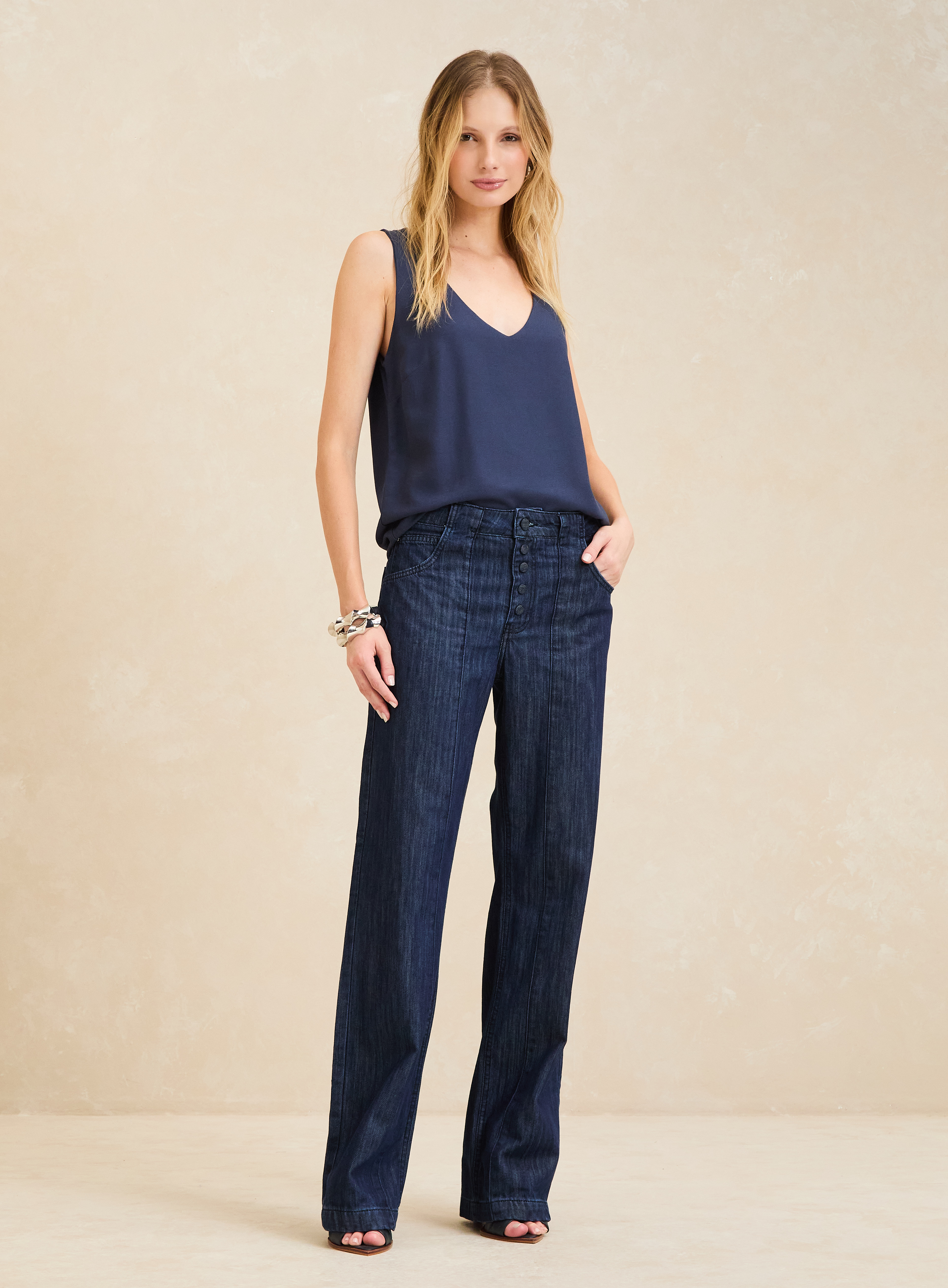 CALÇA JEANS RAQUEL WIDE LEG 38 INDIGO