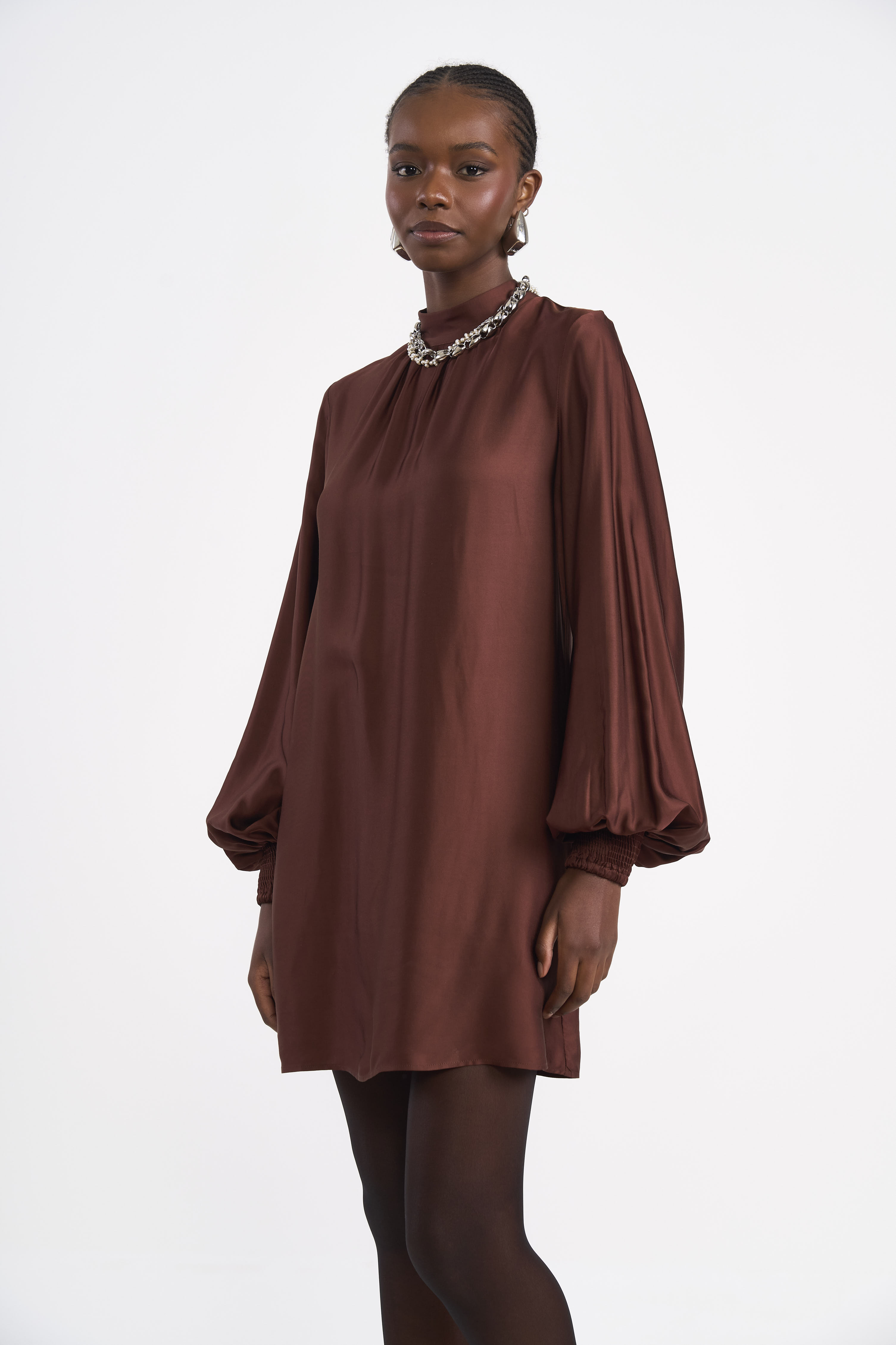 VESTIDO COLCCI P MARROM BEATEN BROWN
