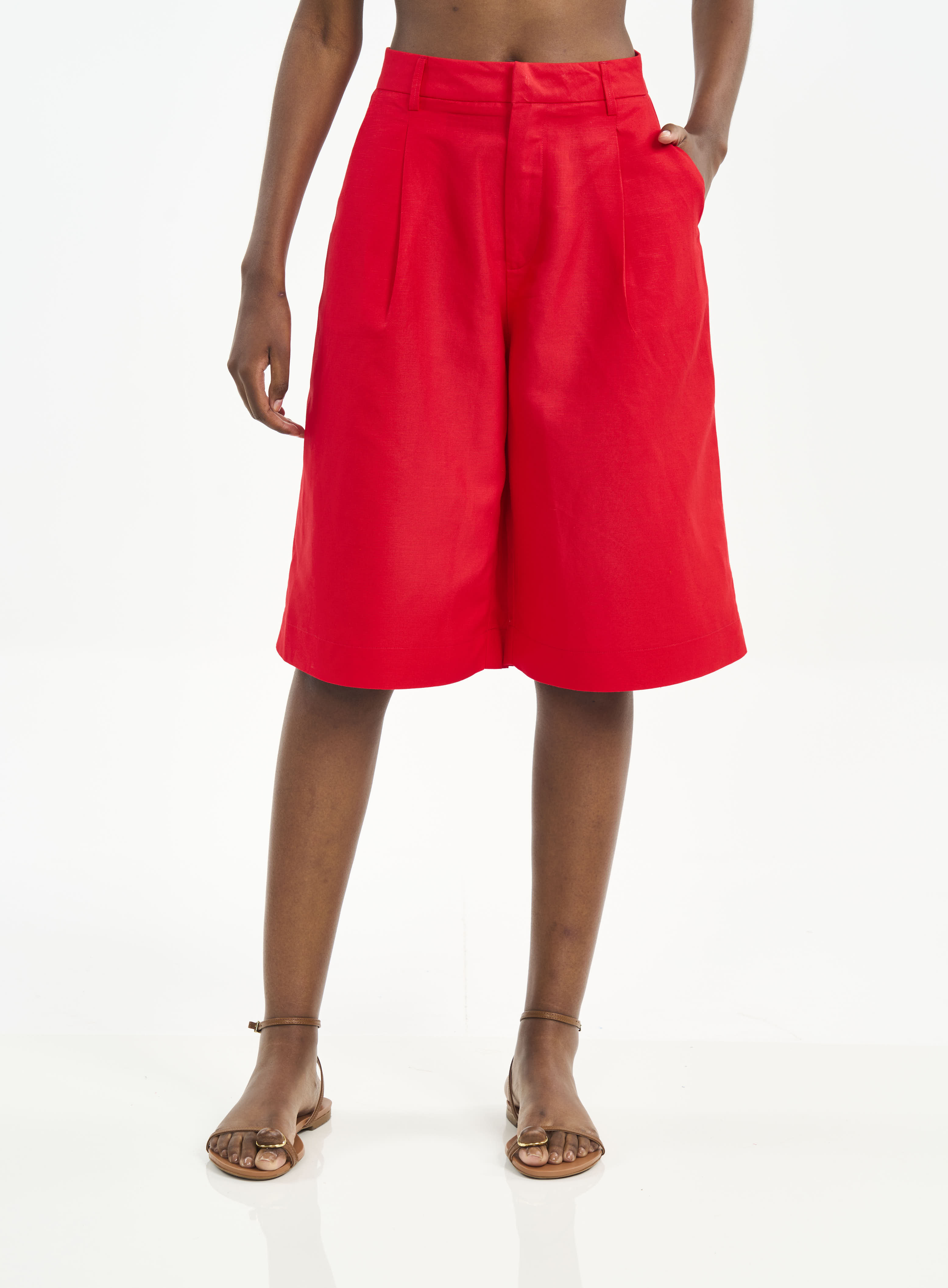 BERMUDA LINHO M VERMELHO LUXURY