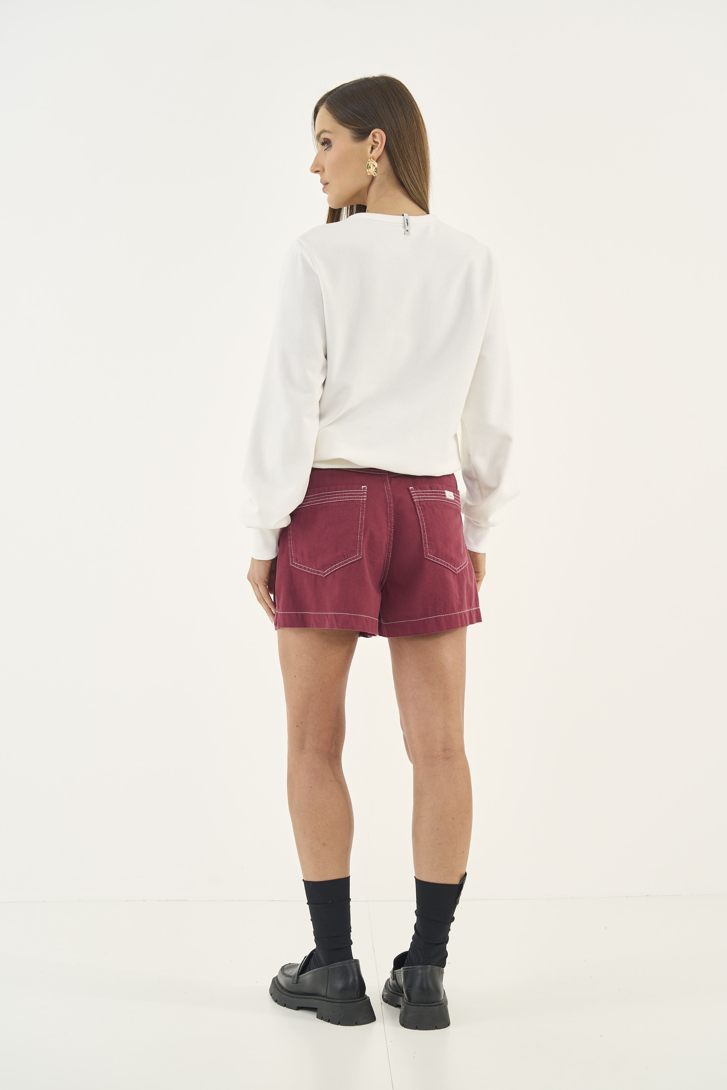 SHORT SARJA JOANA COM CINTO 36 BORDO BLOODSTONE