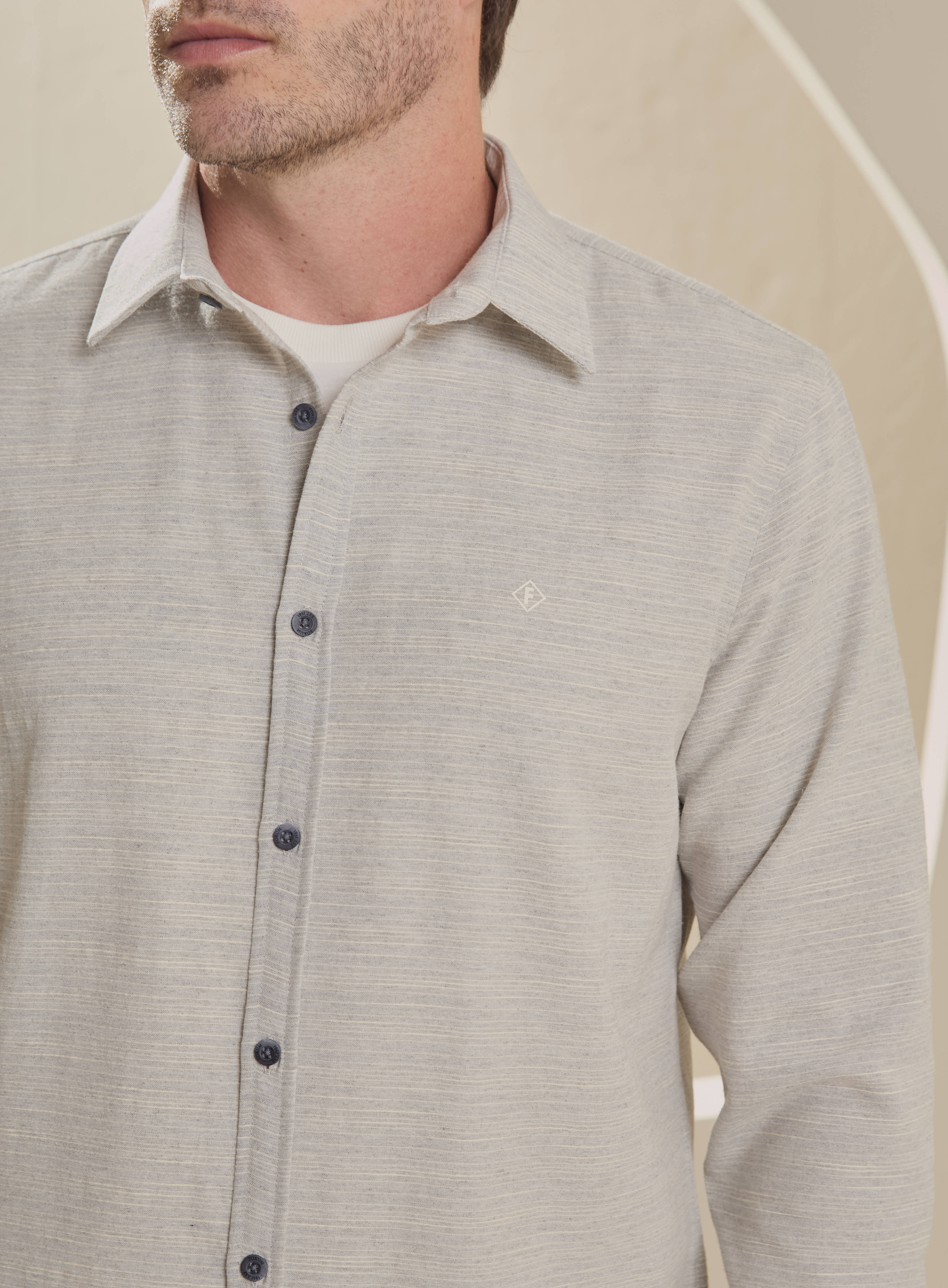 CAMISA RELAX G CINZA/BEGE