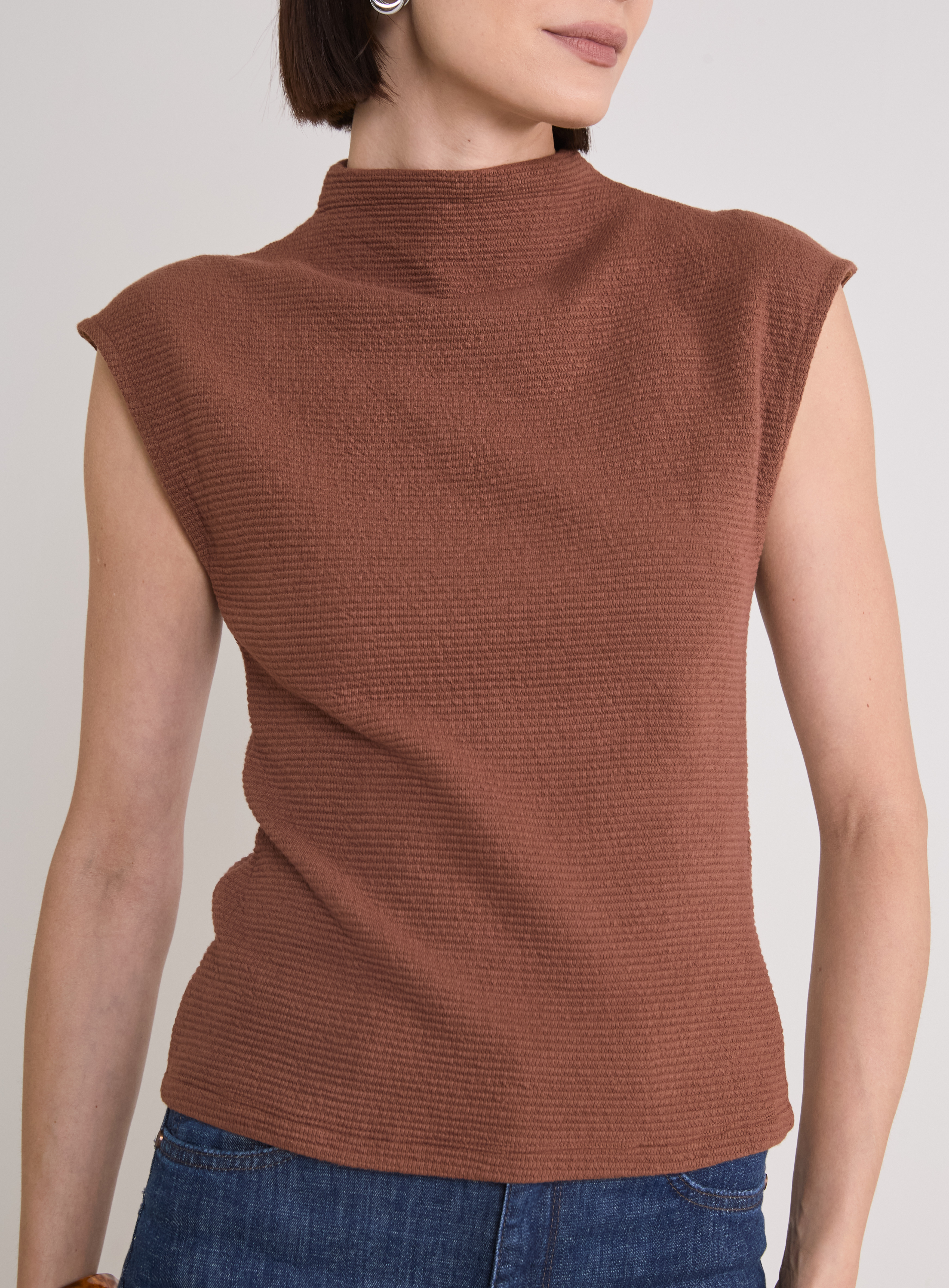 BLUSA CANELADA G MARROM IMBUIA
