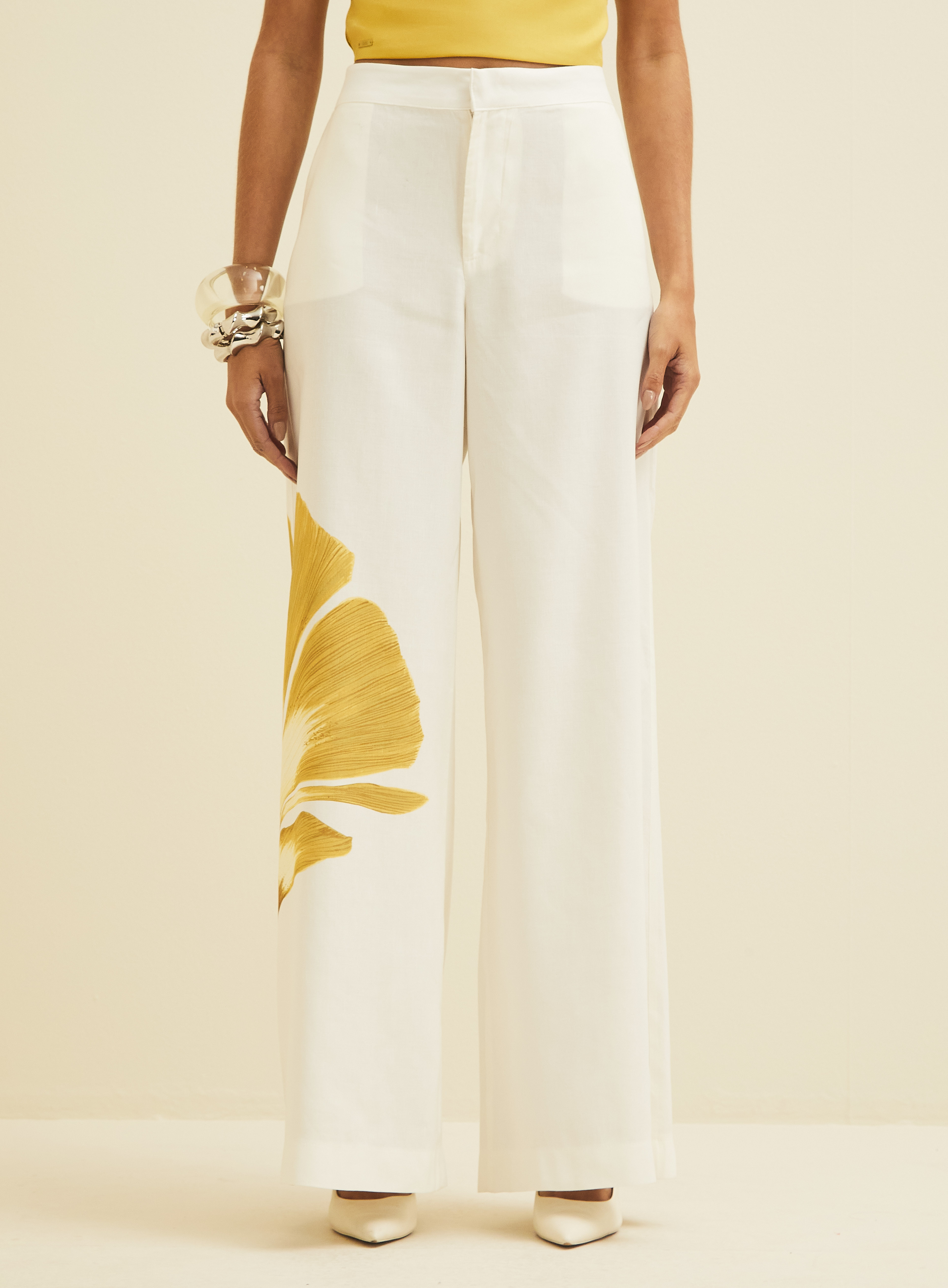 CALÇA LINHO ESTAMPADA P WATERCOLO.BLOOM