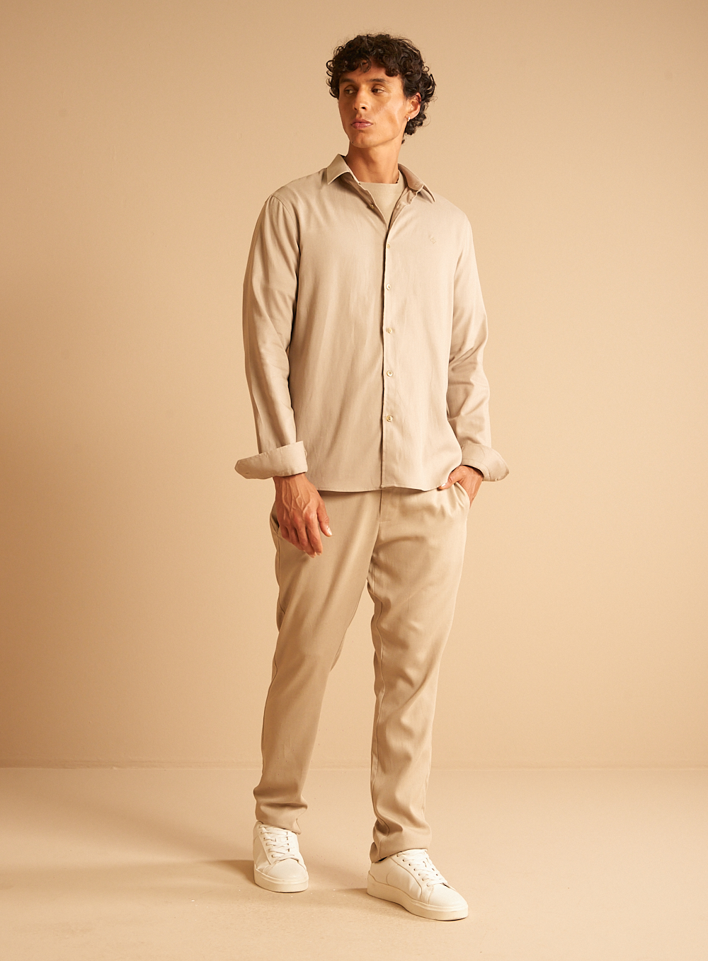 CAMISA LINHO RELAX M BEGE BISQUET