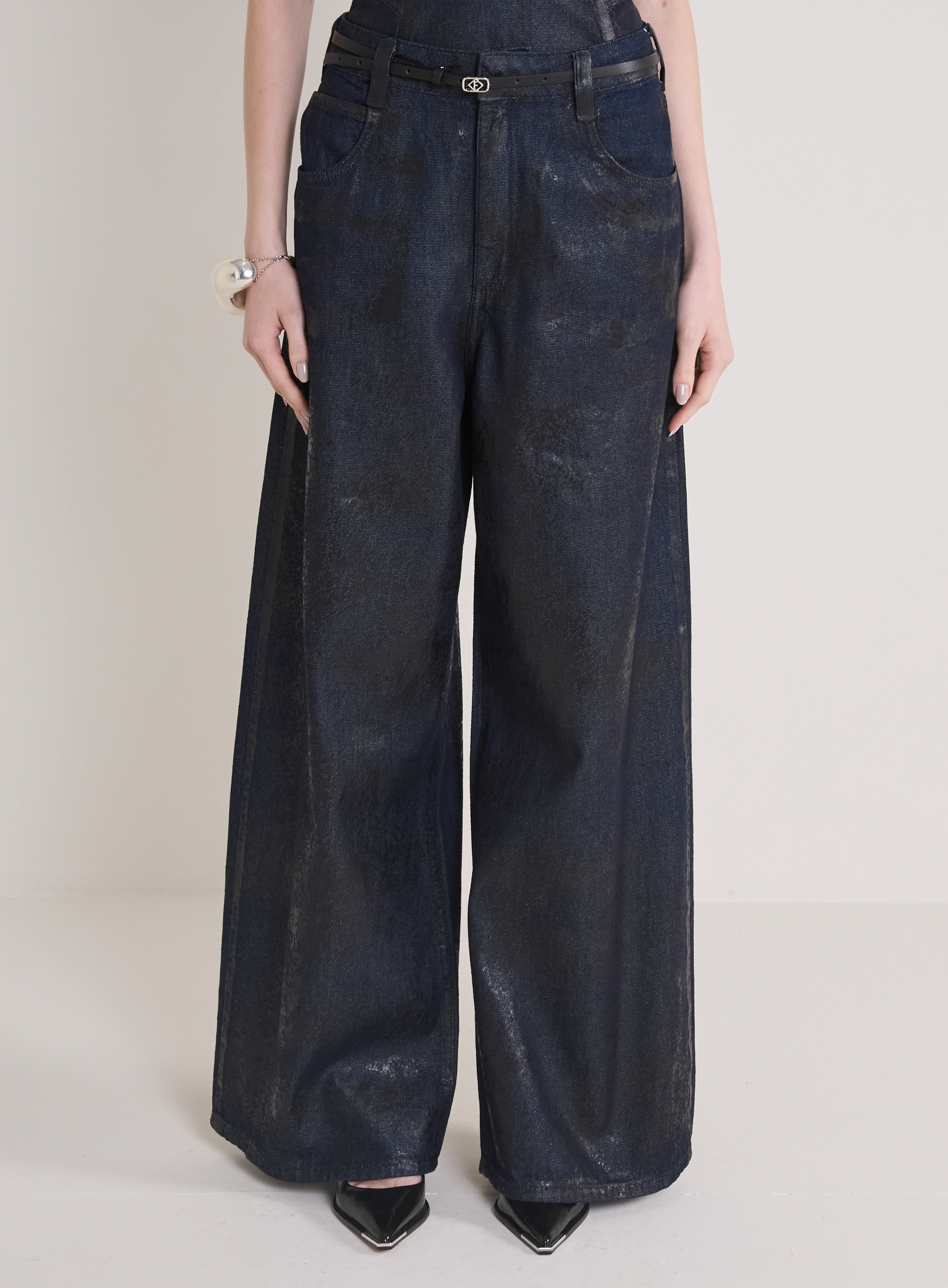 CALÇA JEANS BAGGY COM CINTO 40 INDIGO