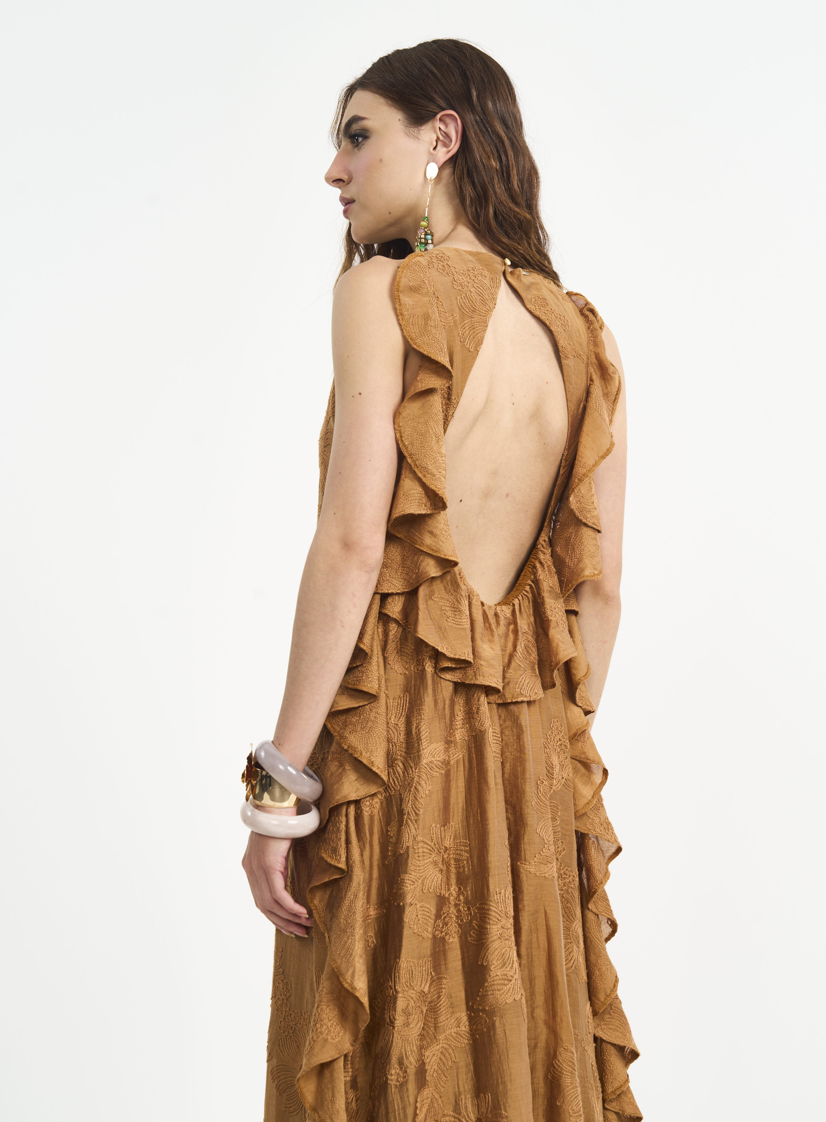 VESTIDO BORDADO G MARROM DROME