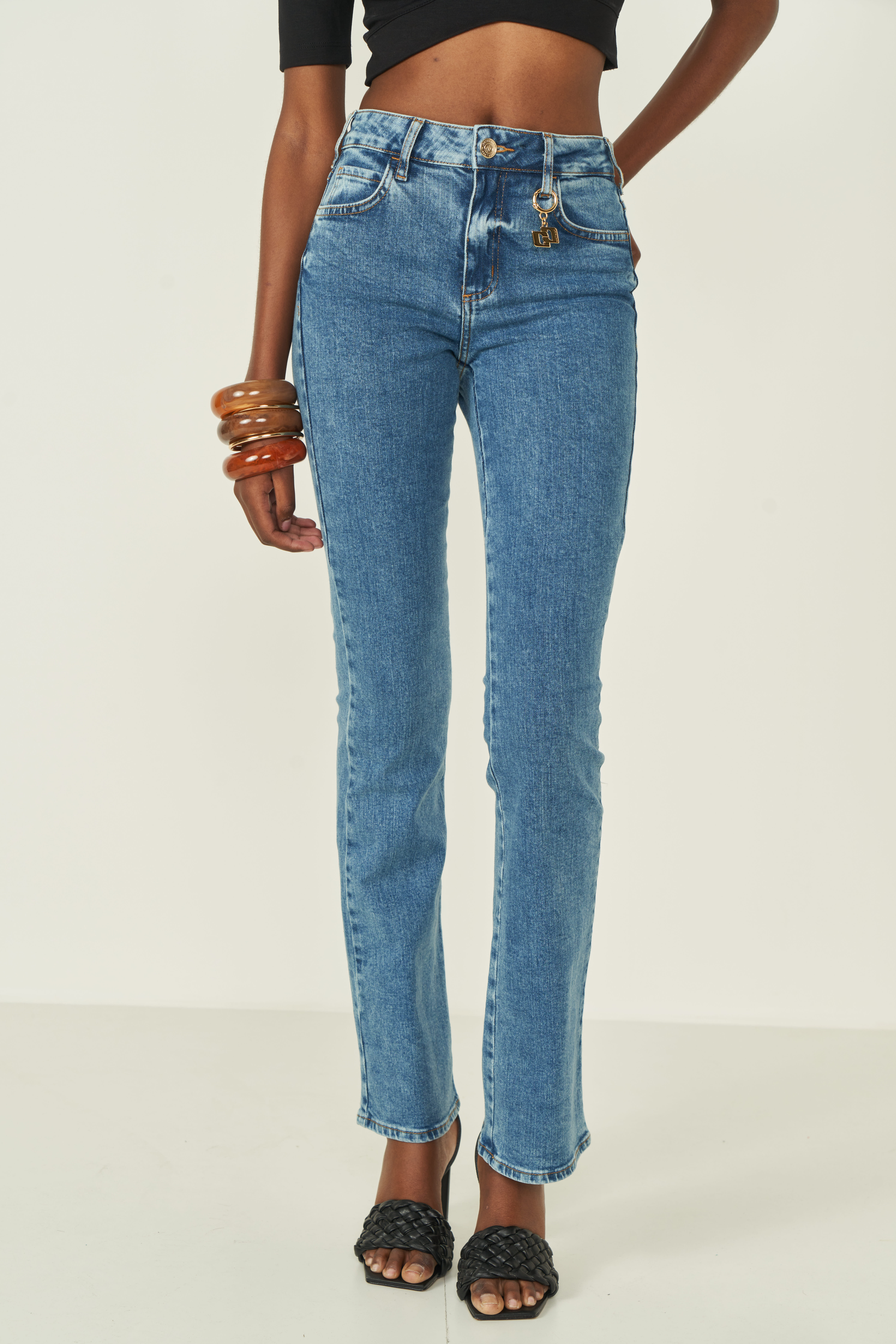CALÇA JEANS BIA RETA 46 INDIGO
