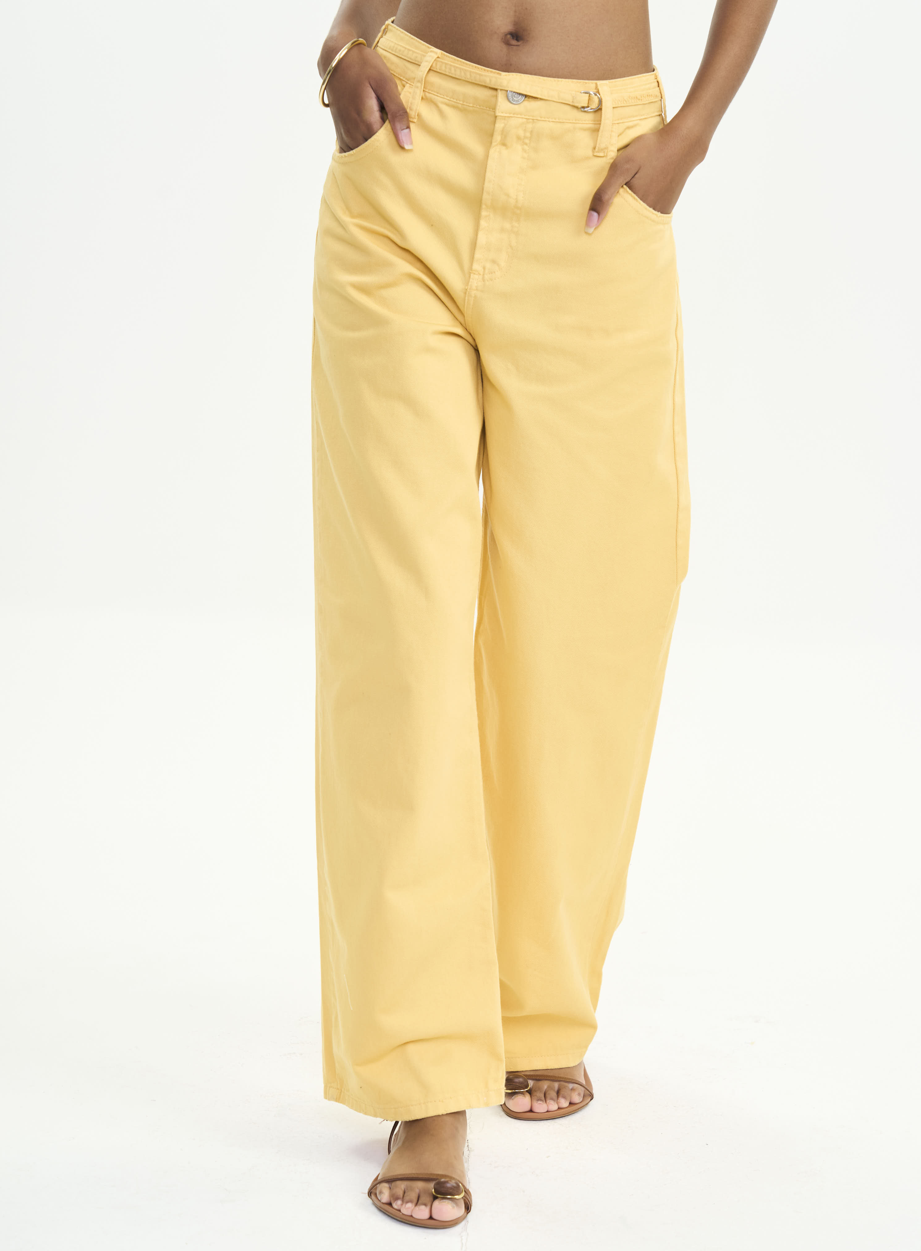 CALÇA SARJA BRUNA LOW 36 AMARELO TOFU