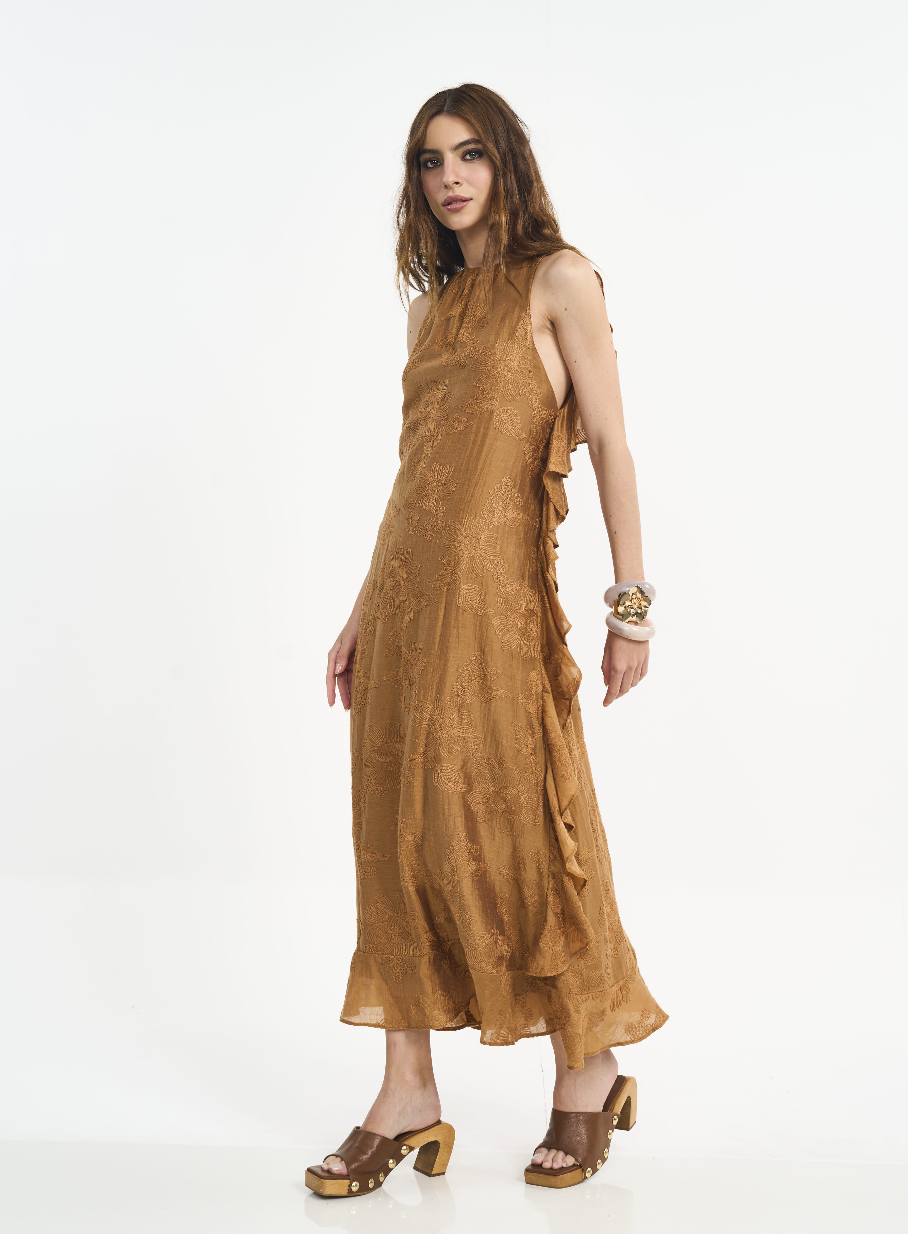 VESTIDO BORDADO G MARROM DROME