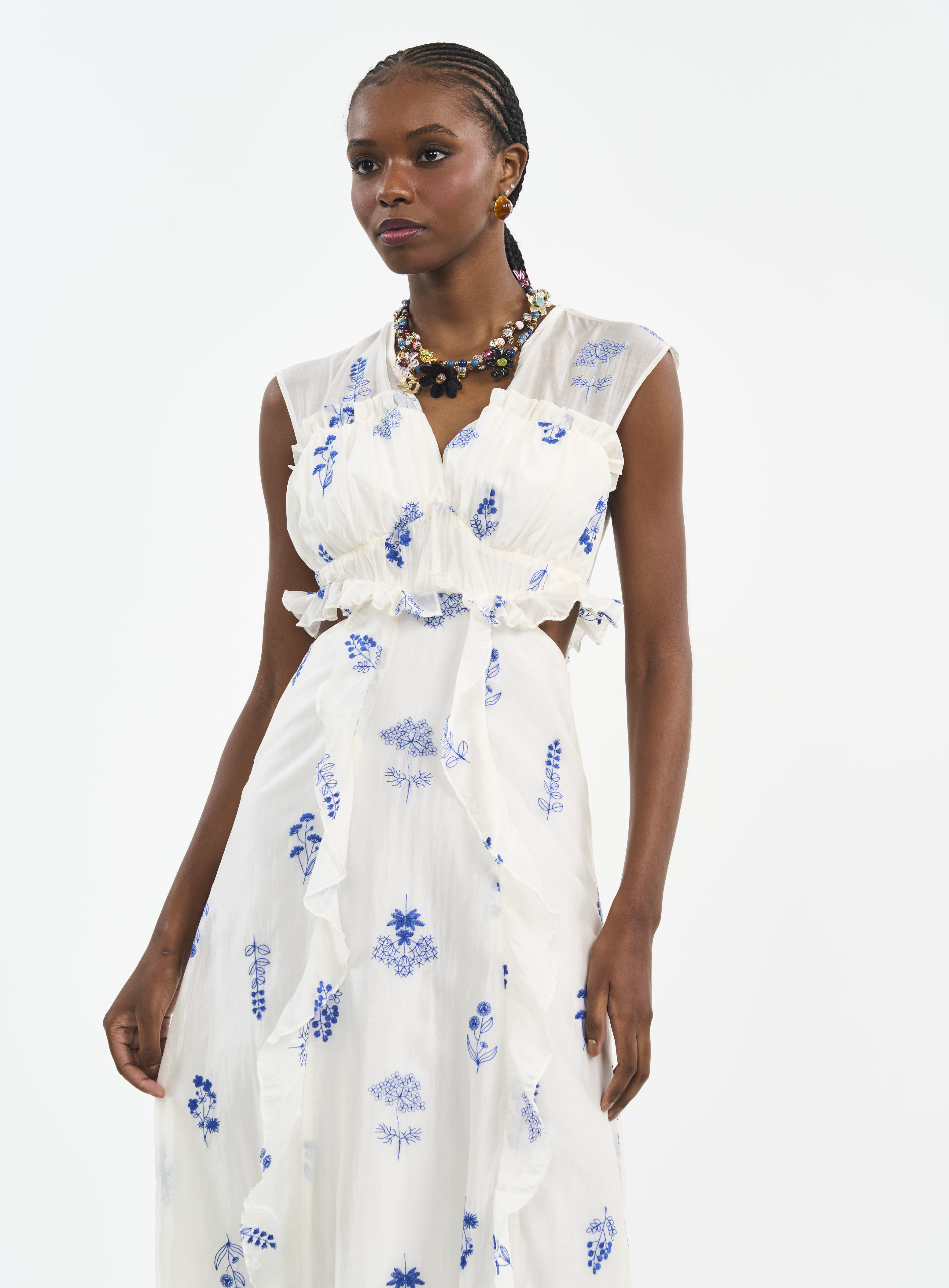 VESTIDO BORDADO P OFF/AZUL