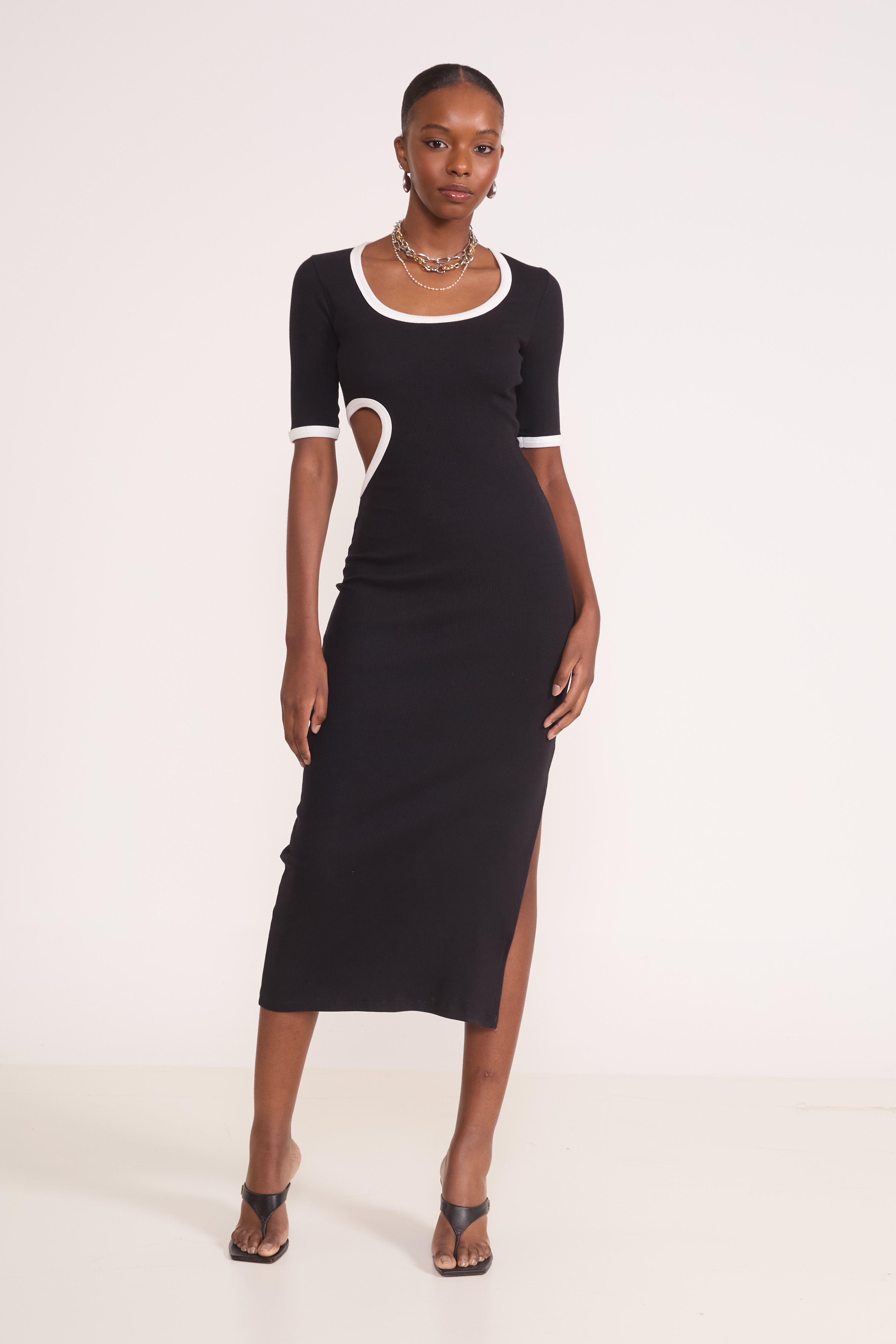VESTIDO CANELADO PP PRETO