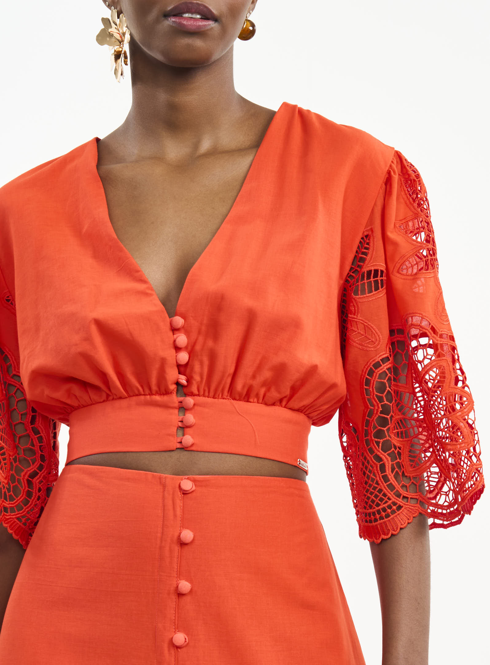 BLUSA BORDADA G LARANJA UCELLO