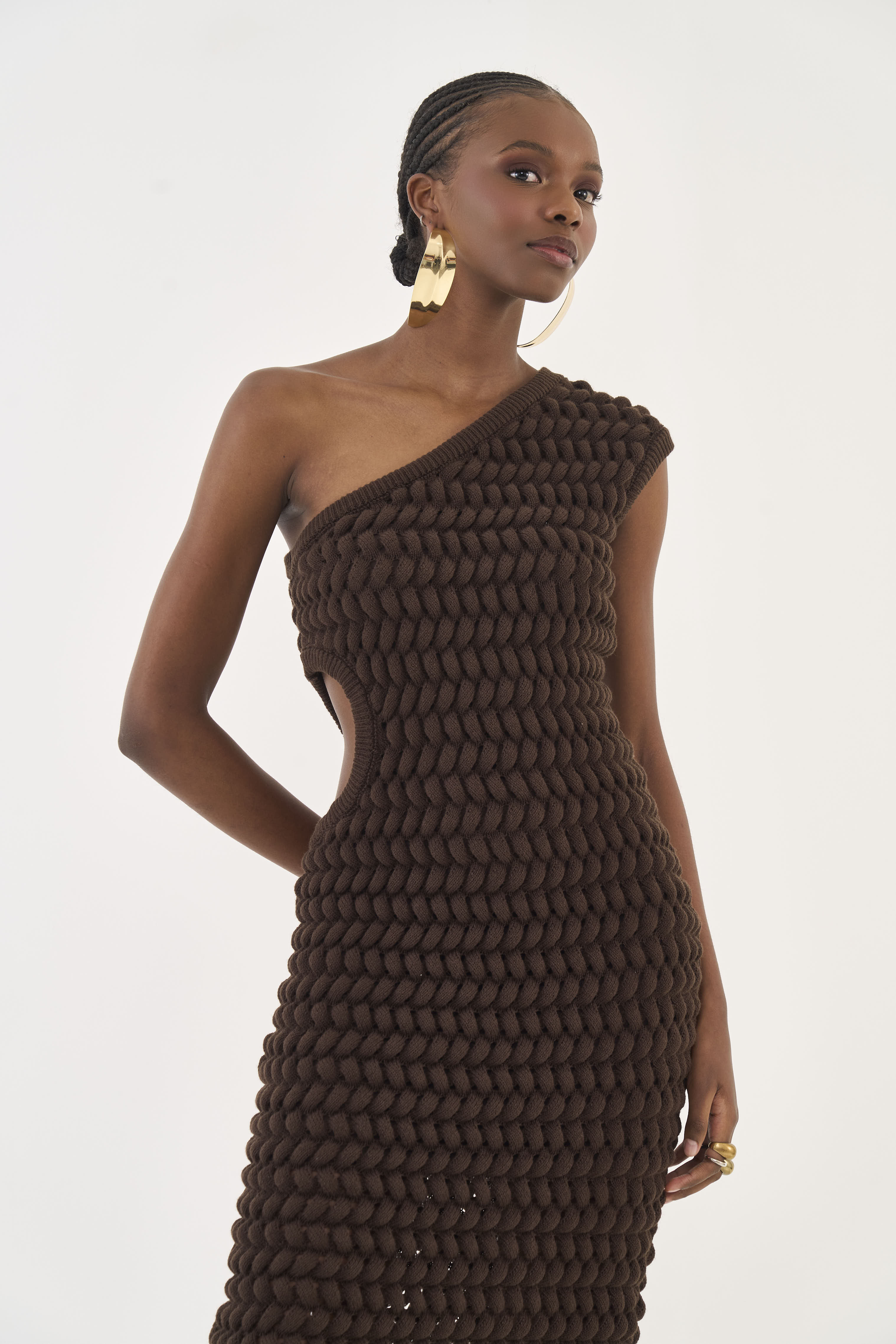 VESTIDO TRICÔ M MARROM NOBUCK