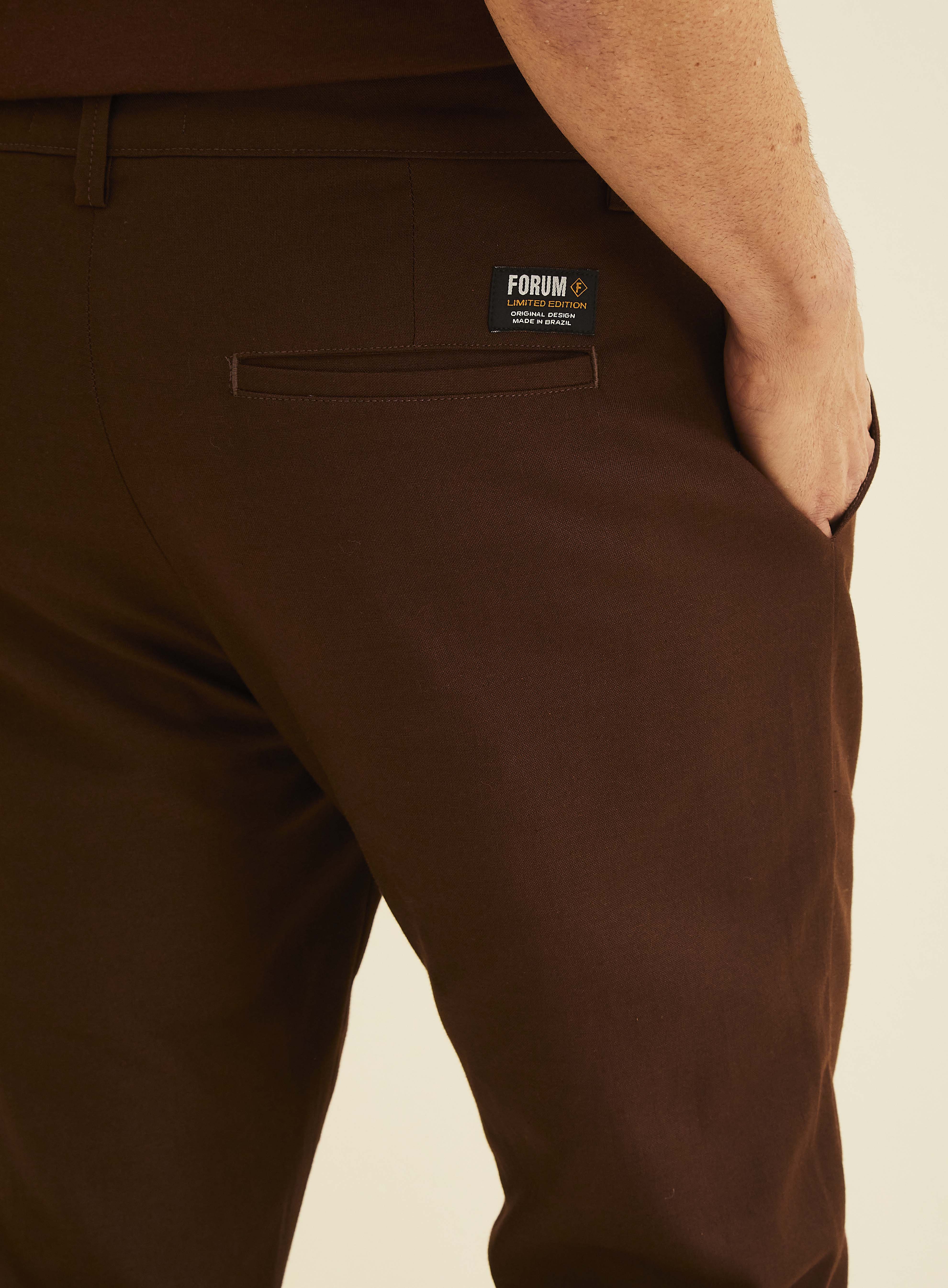 CALÇA LINHO 38 MARROM ROCCIA
