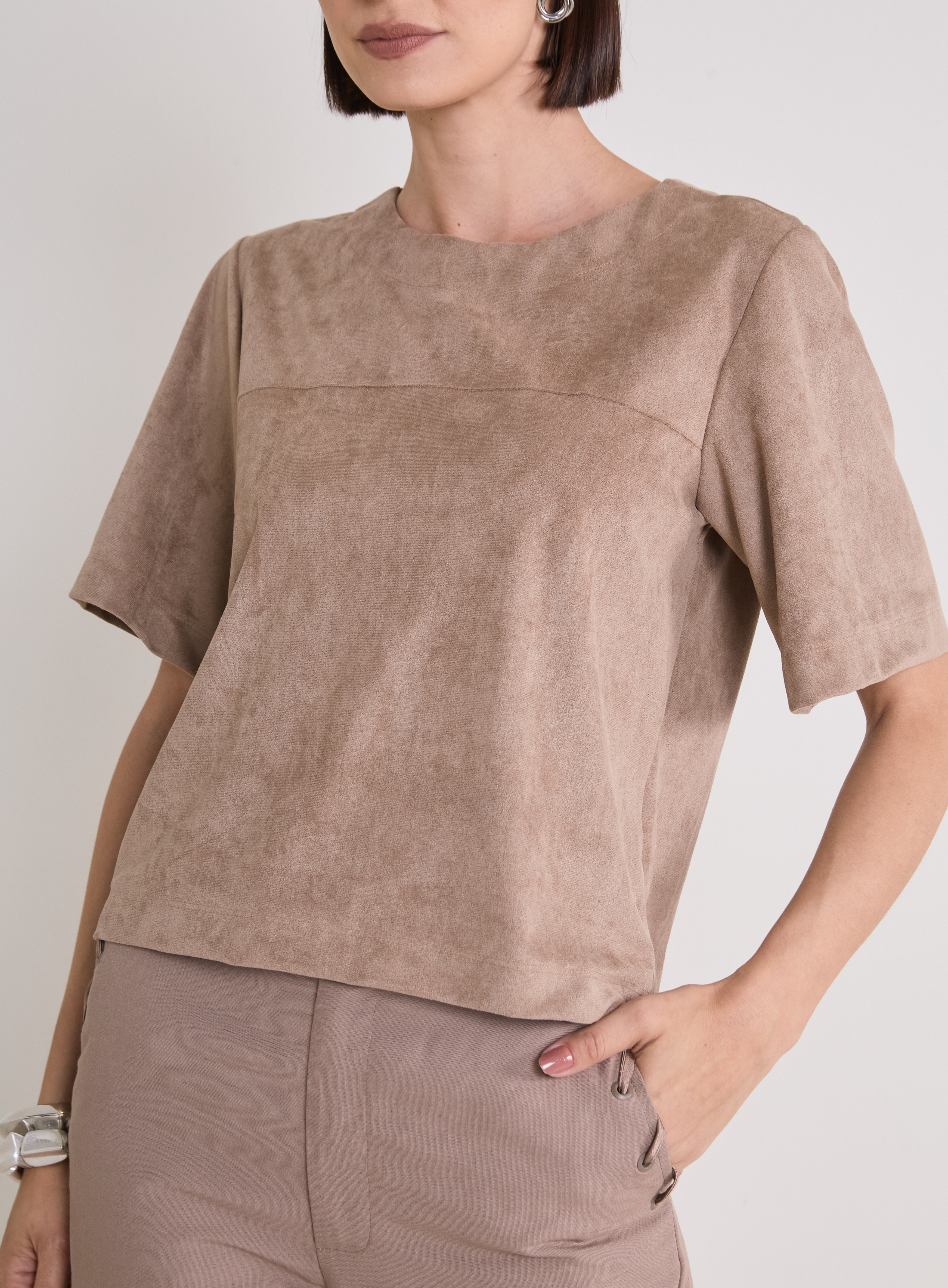 BLUSA SUEDE G MARROM NOZ MOSCADA